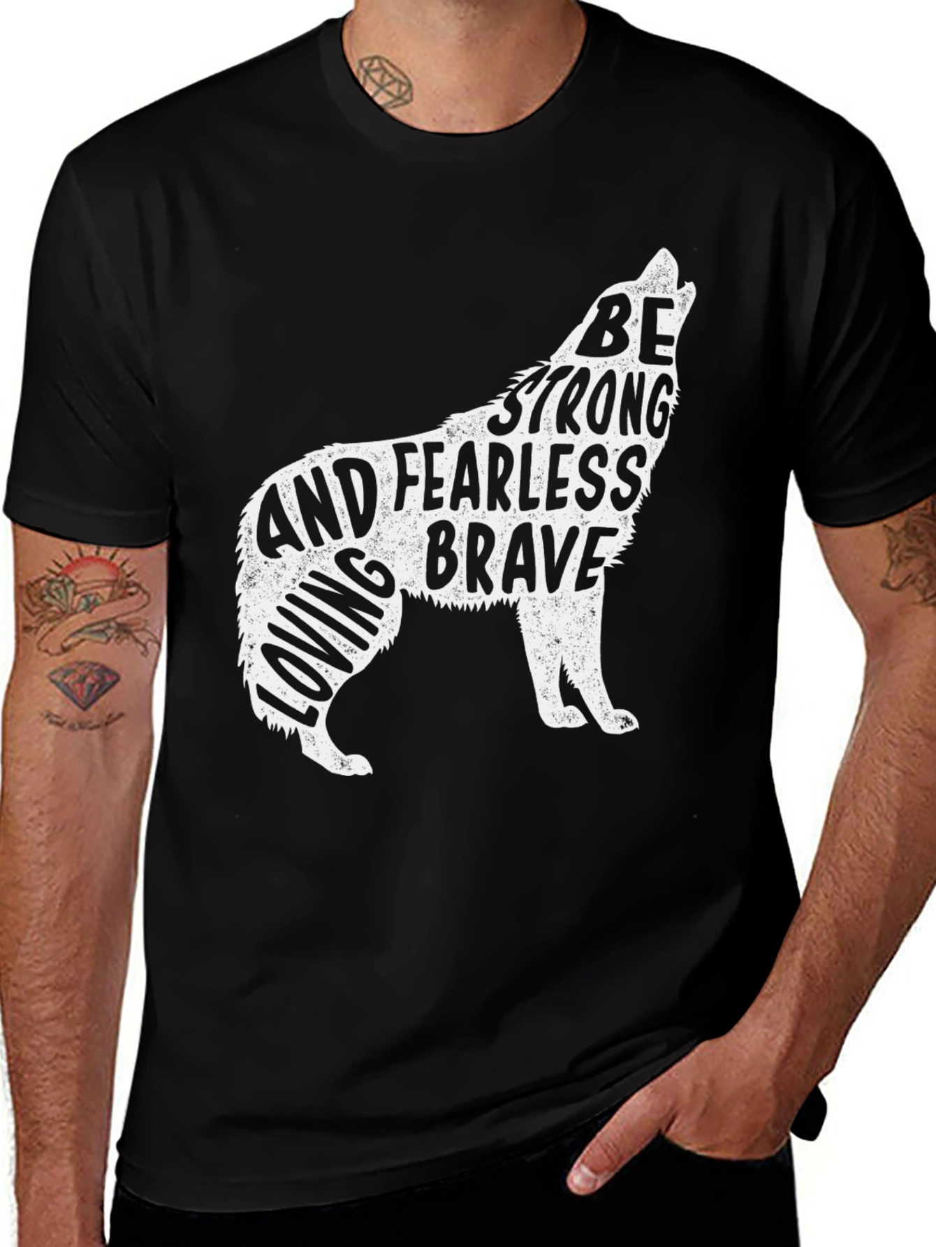 Variant 21 of Wolf Graphic Print Men's T-Shirt - Black