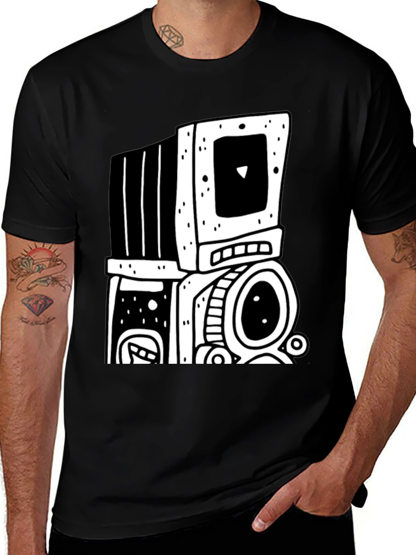 Variant 10 of Retro Computer Black Graphic T-Shirt