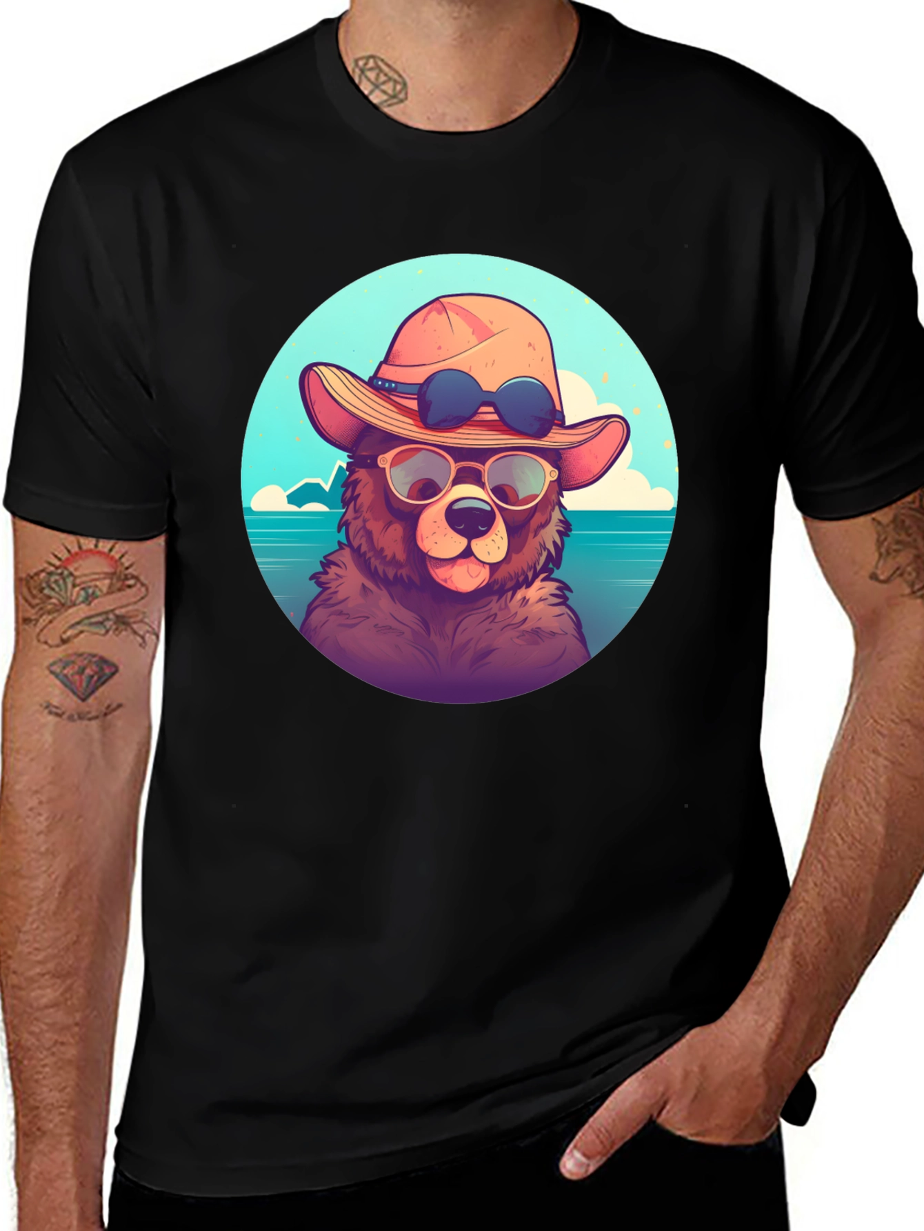 Variant 26 of Bear with Sunglasses Graphic Tee - Relaxed Fit