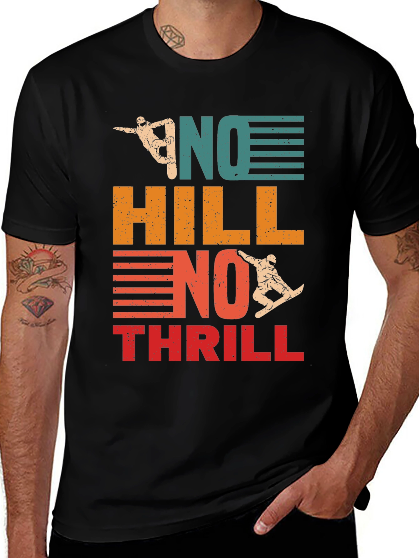 Variant 23 of No Hill No Thrill Graphic Tee - Snowboarding T-Shirt