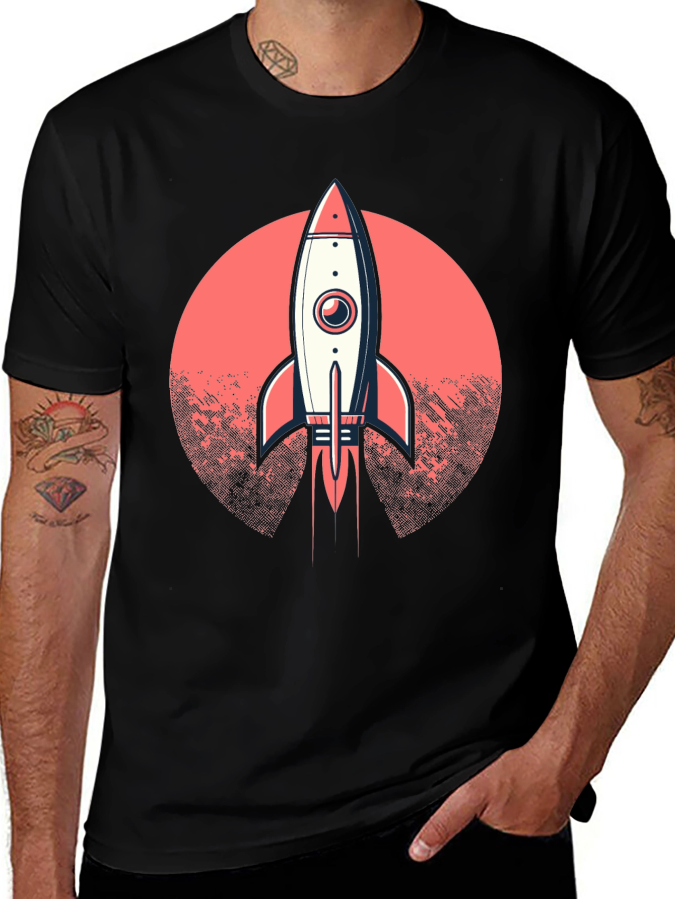 Variant 12 of Rocket Launch Graphic T-Shirt - Black