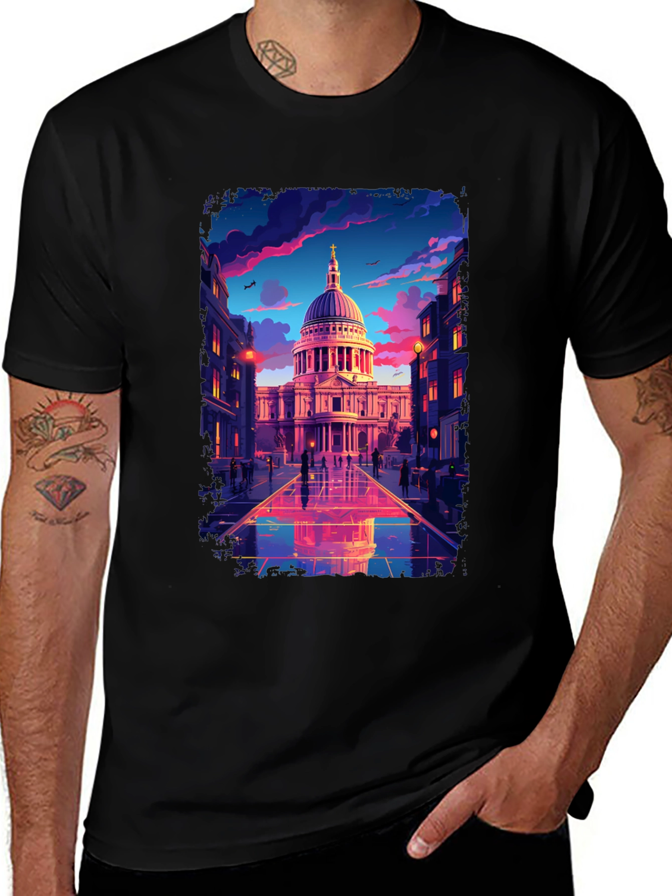 Variant 9 of Architectural Reflection Graphic Tee - Black
