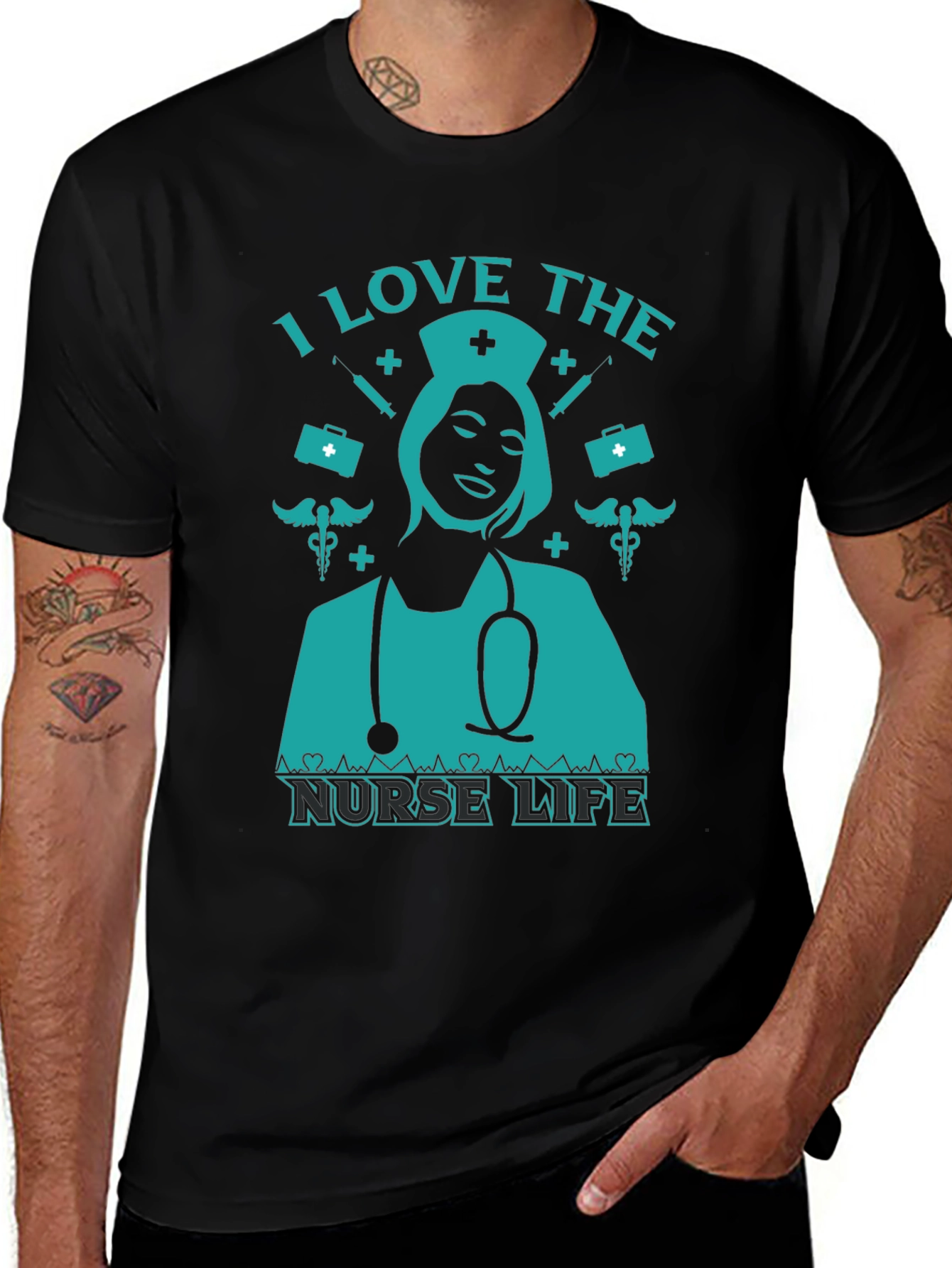 Variant 13 of I Love The Nurse Life T-Shirt - Black