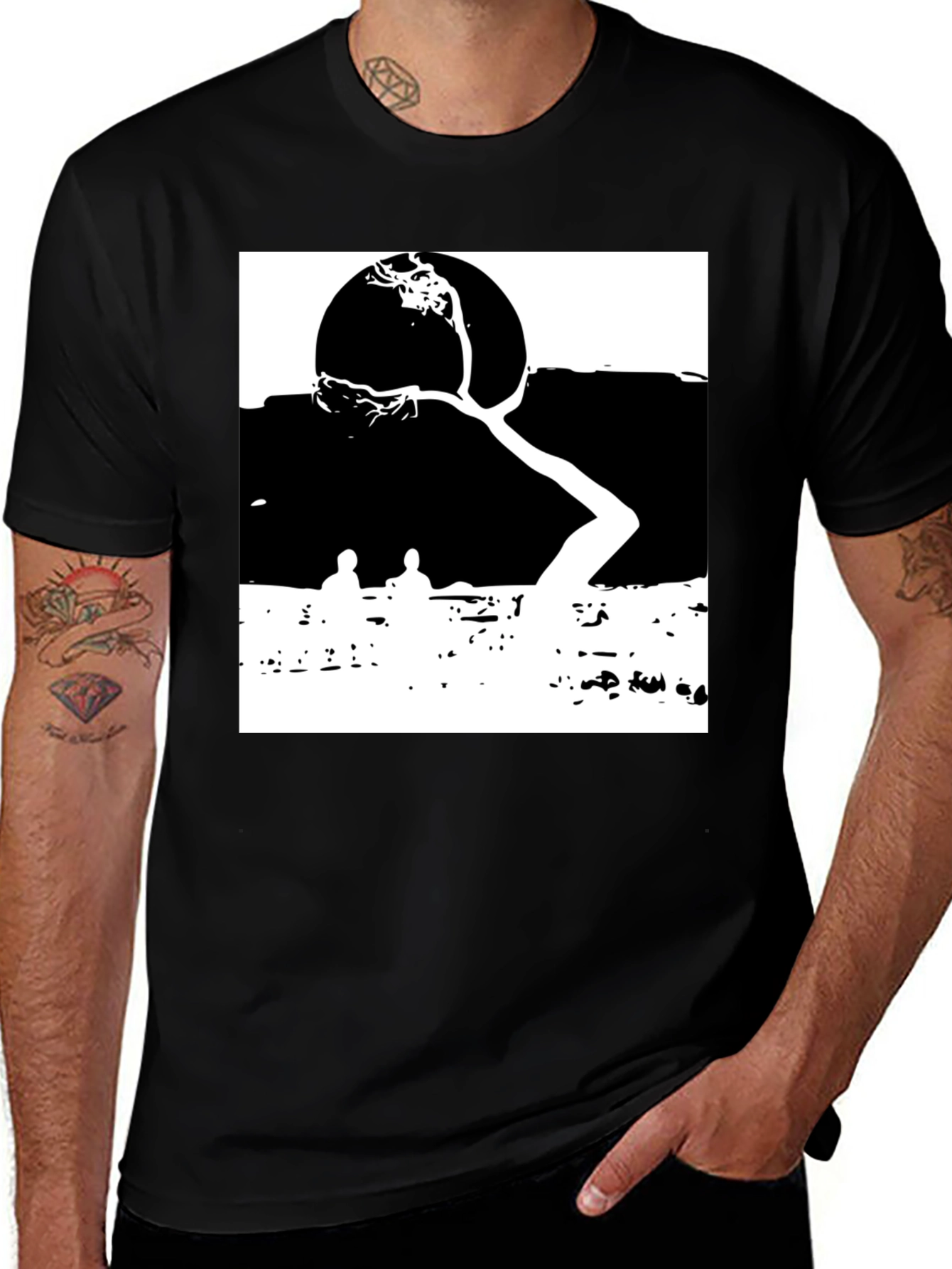 Abstract Nature Graphic Black T-Shirt