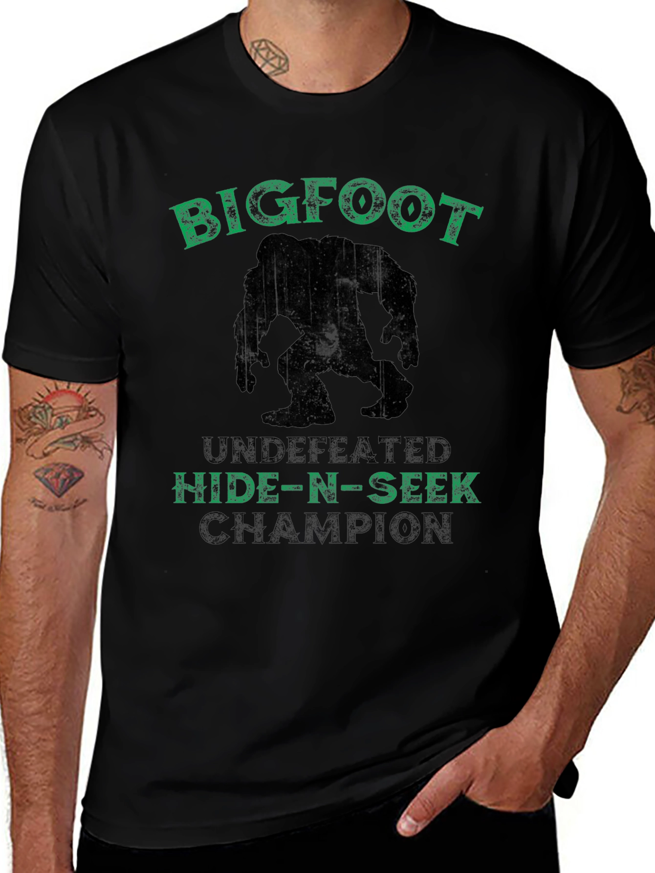 Bigfoot Hide-n-Seek Champion Black T-Shirt