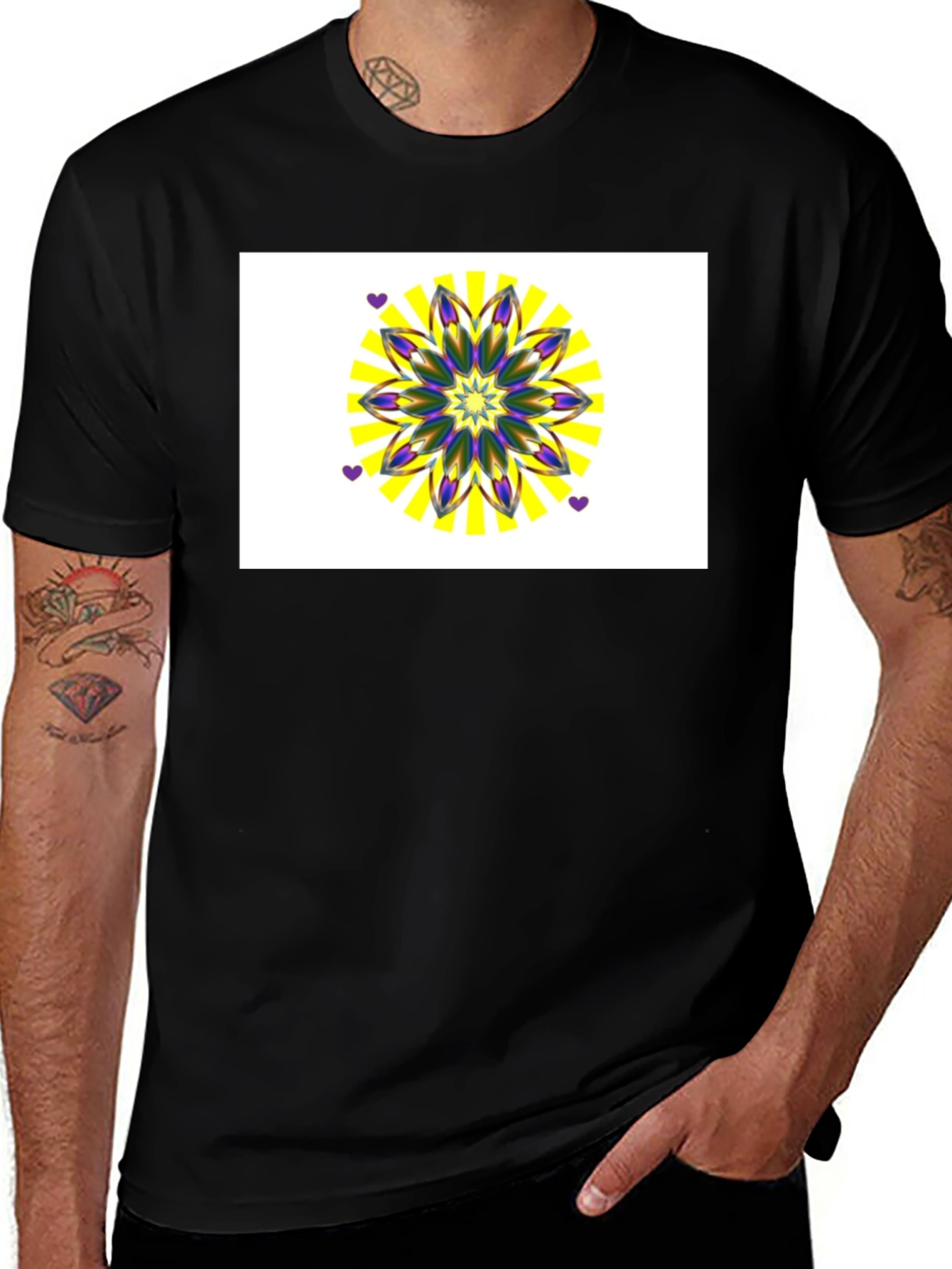 Variant 14 of Black T-Shirt with Floral Graphic Print