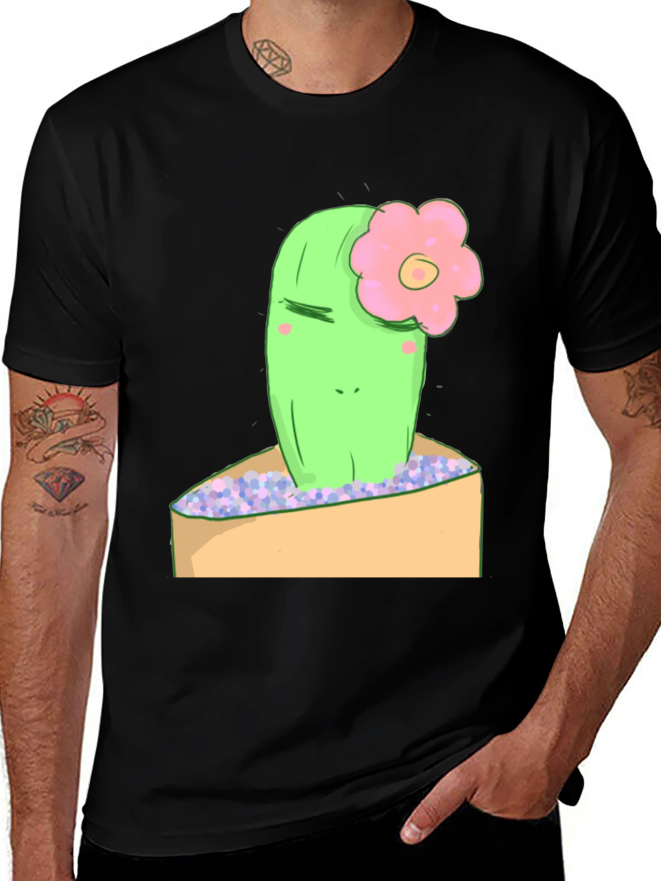 Variant 12 of Cactus Flower Graphic Tee - Unisex Black T-Shirt