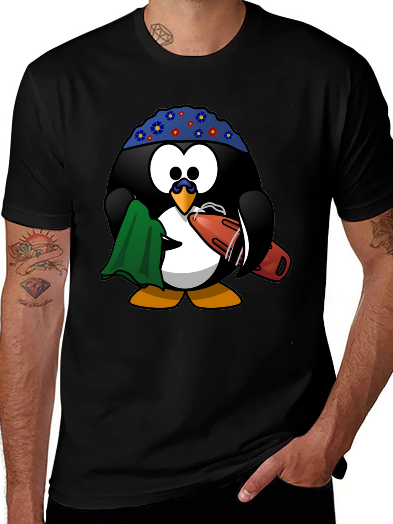 Variant 3 of Lifeguard Penguin Graphic Tee - Cool Summer Style