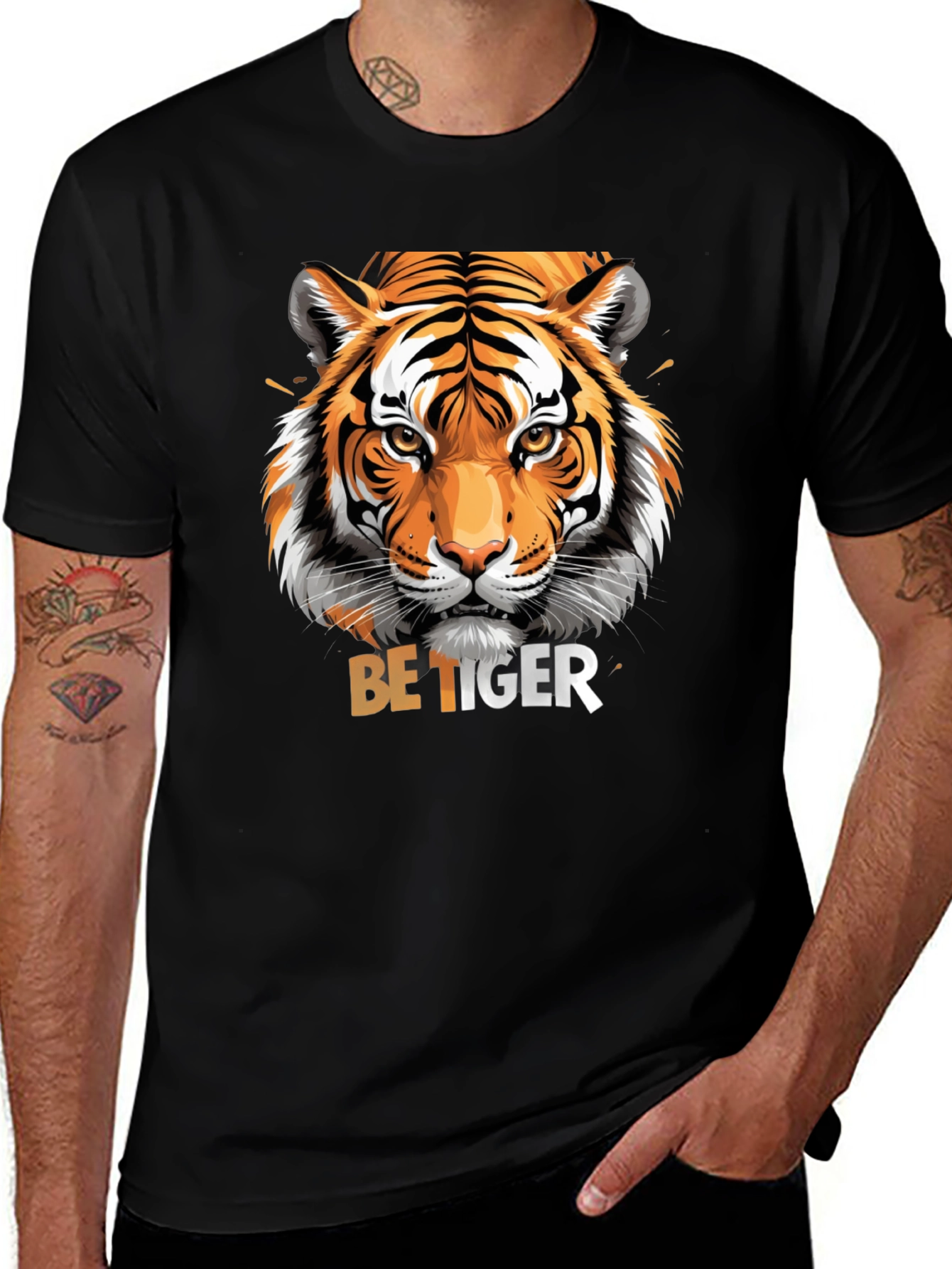 Variant 14 of Be Tiger Graphic T-Shirt - Stylish Animal Print Tee