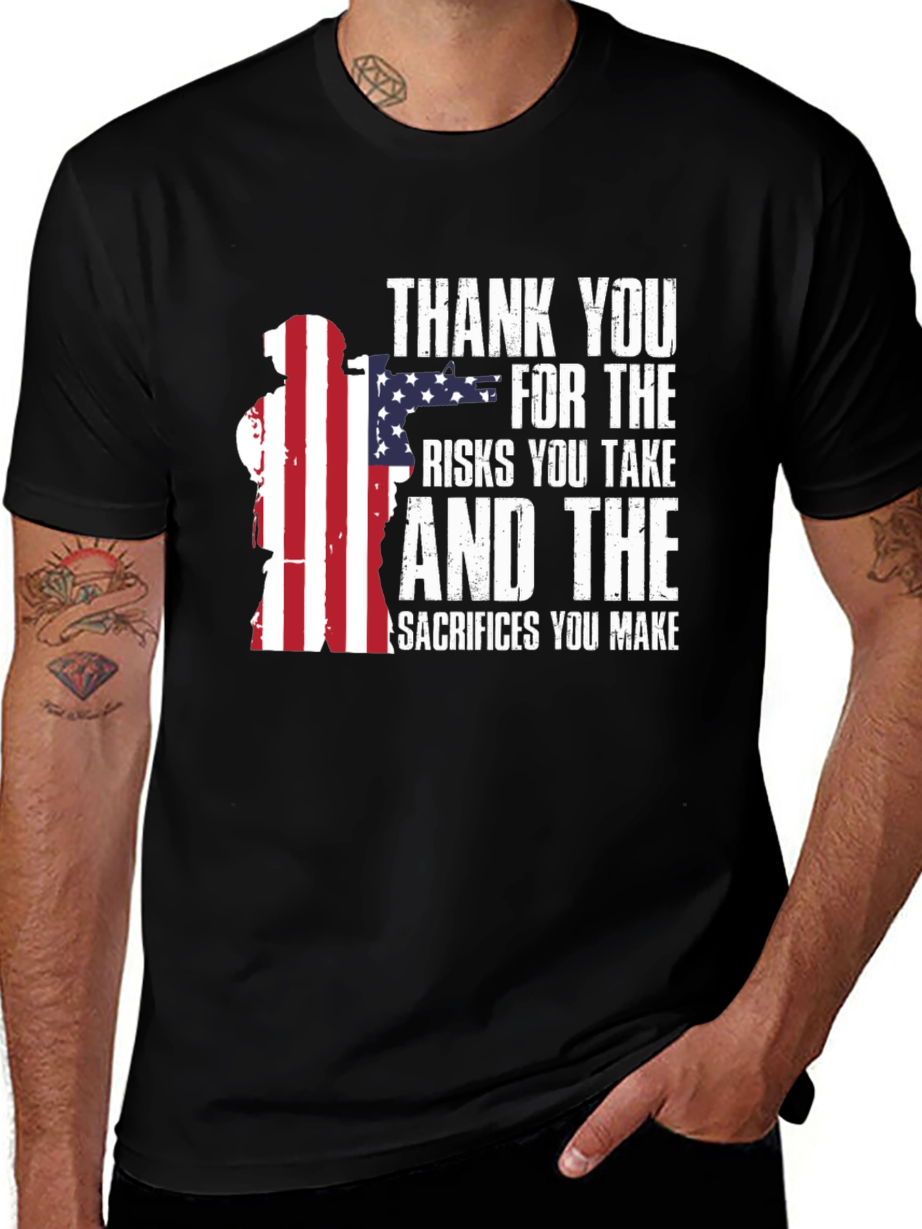 Variant 23 of Patriotic Soldier Graphic T-Shirt: Thank You for Your Service
