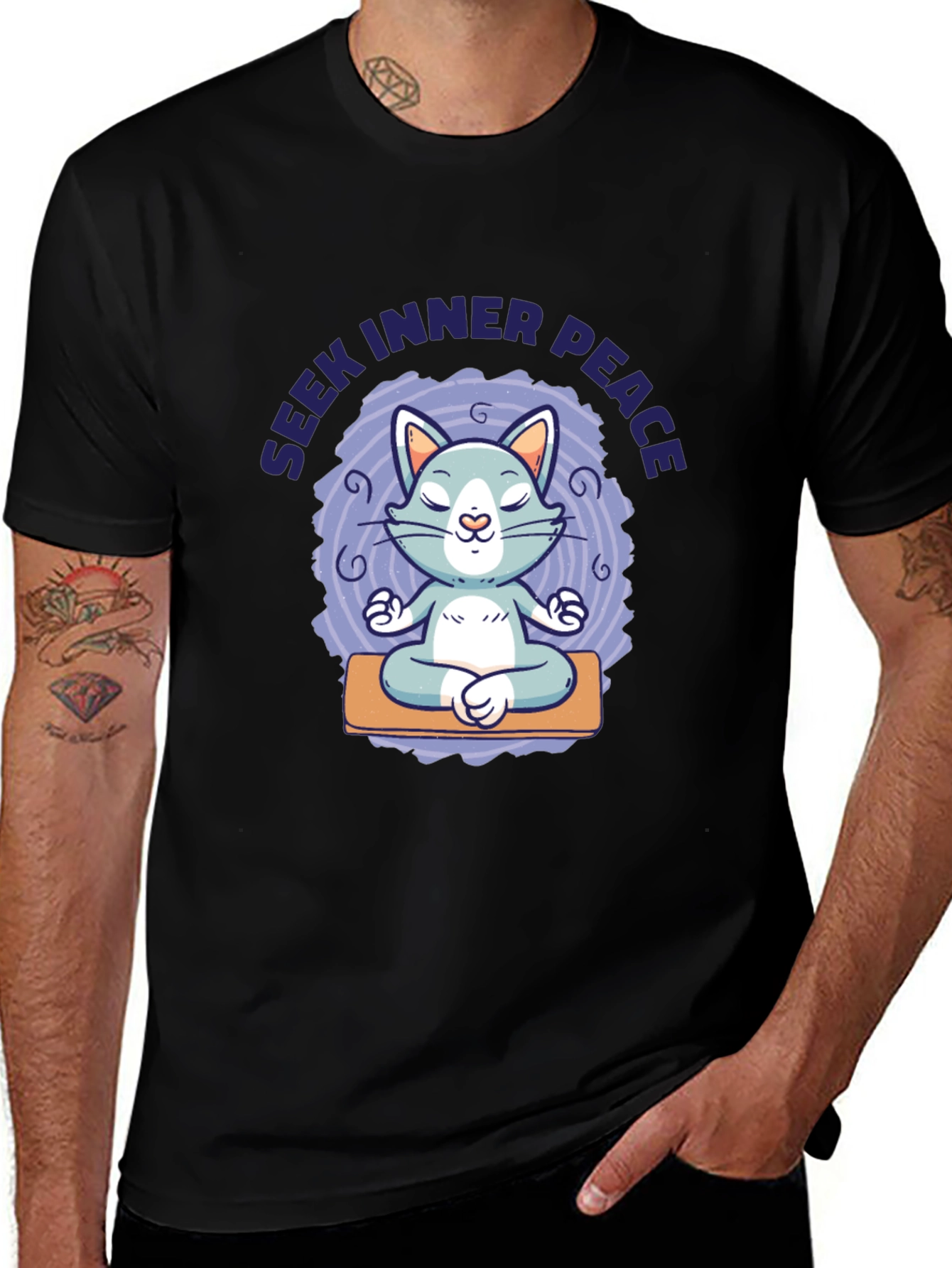 Variant 24 of Seek Inner Peace Cat Yoga T-Shirt