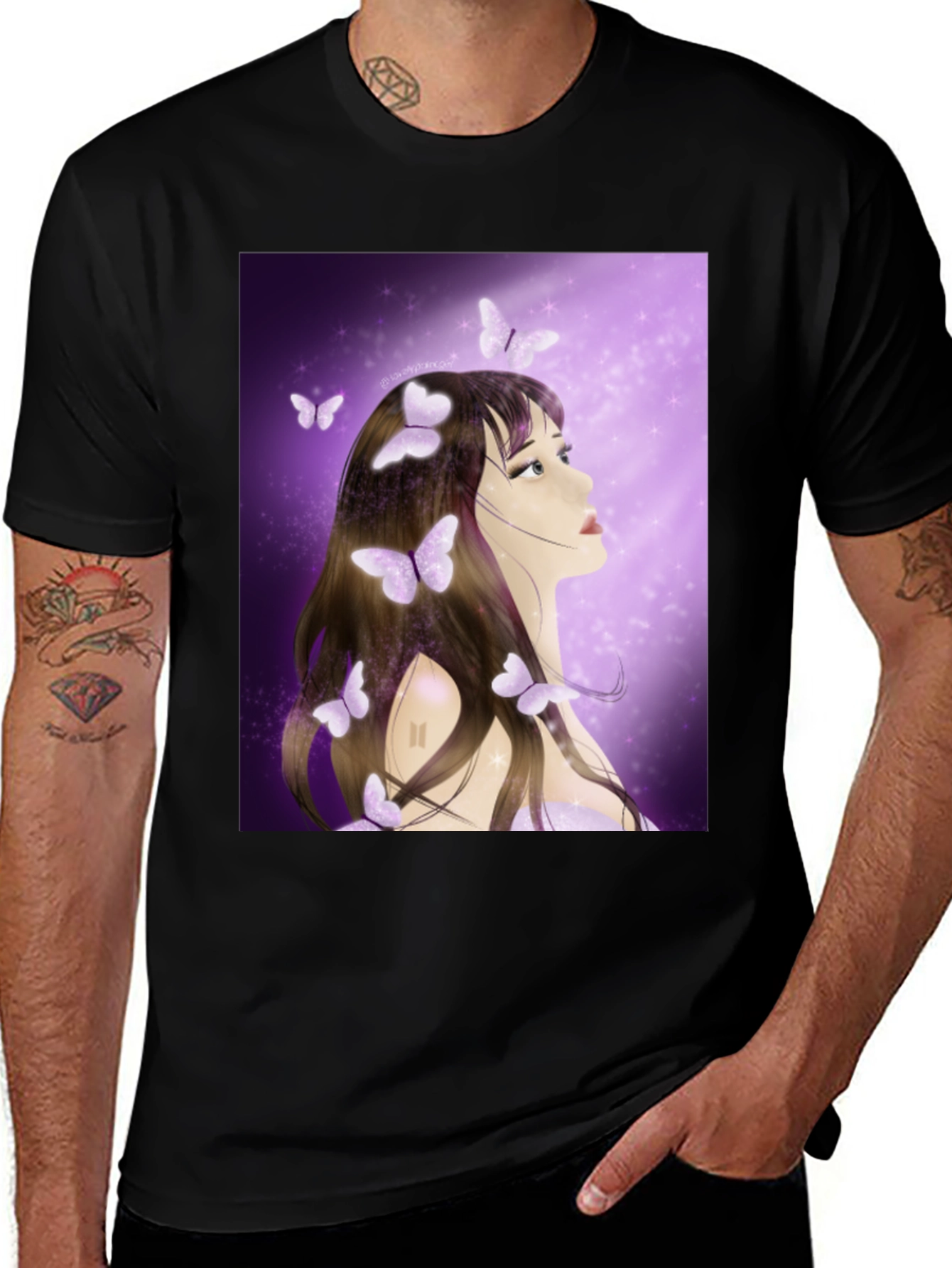 Variant 30 of Girl with Butterfly T-Shirt - Artistic Graphic Tee