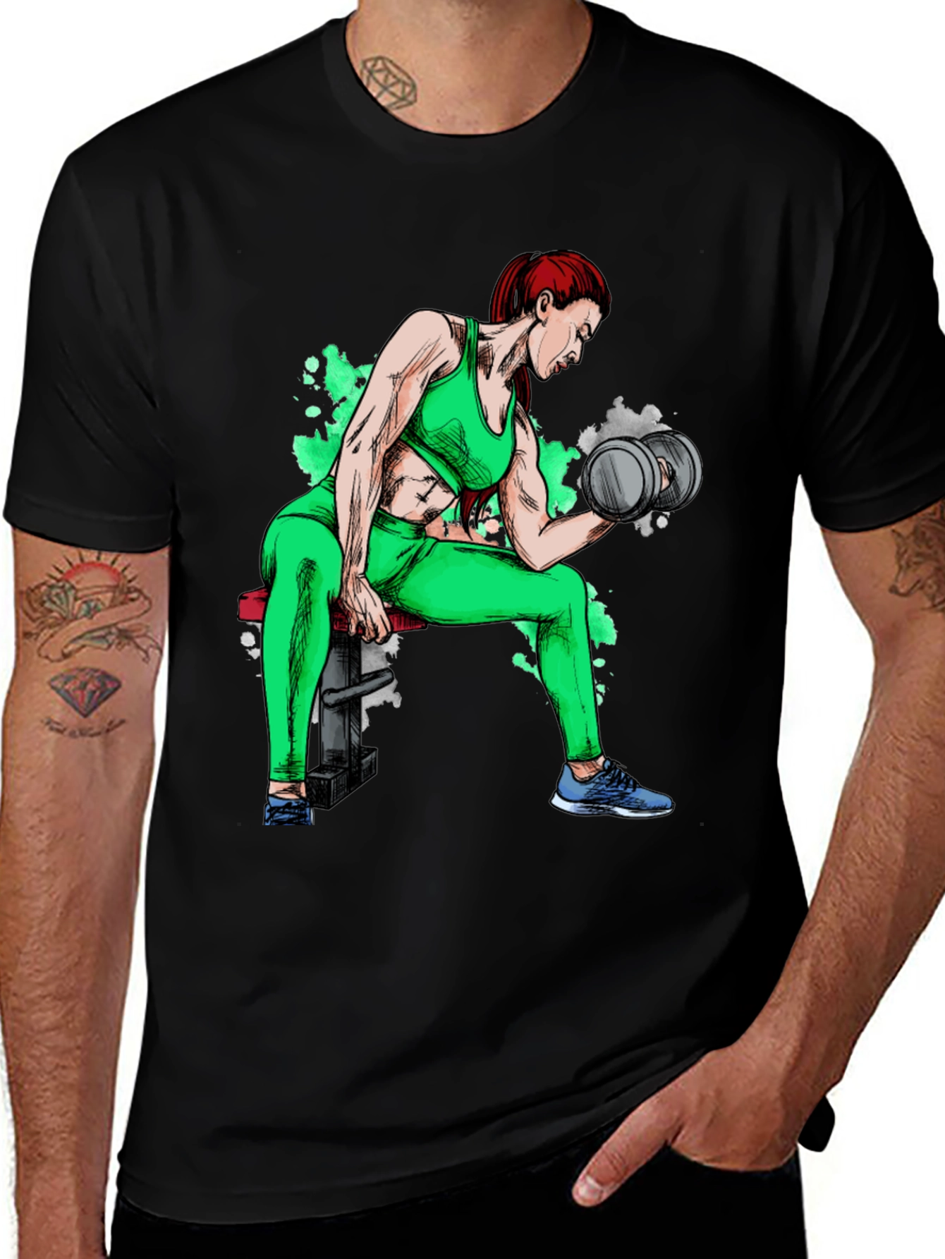 Variant 12 of Woman Lifting Weights Graphic T-Shirt
