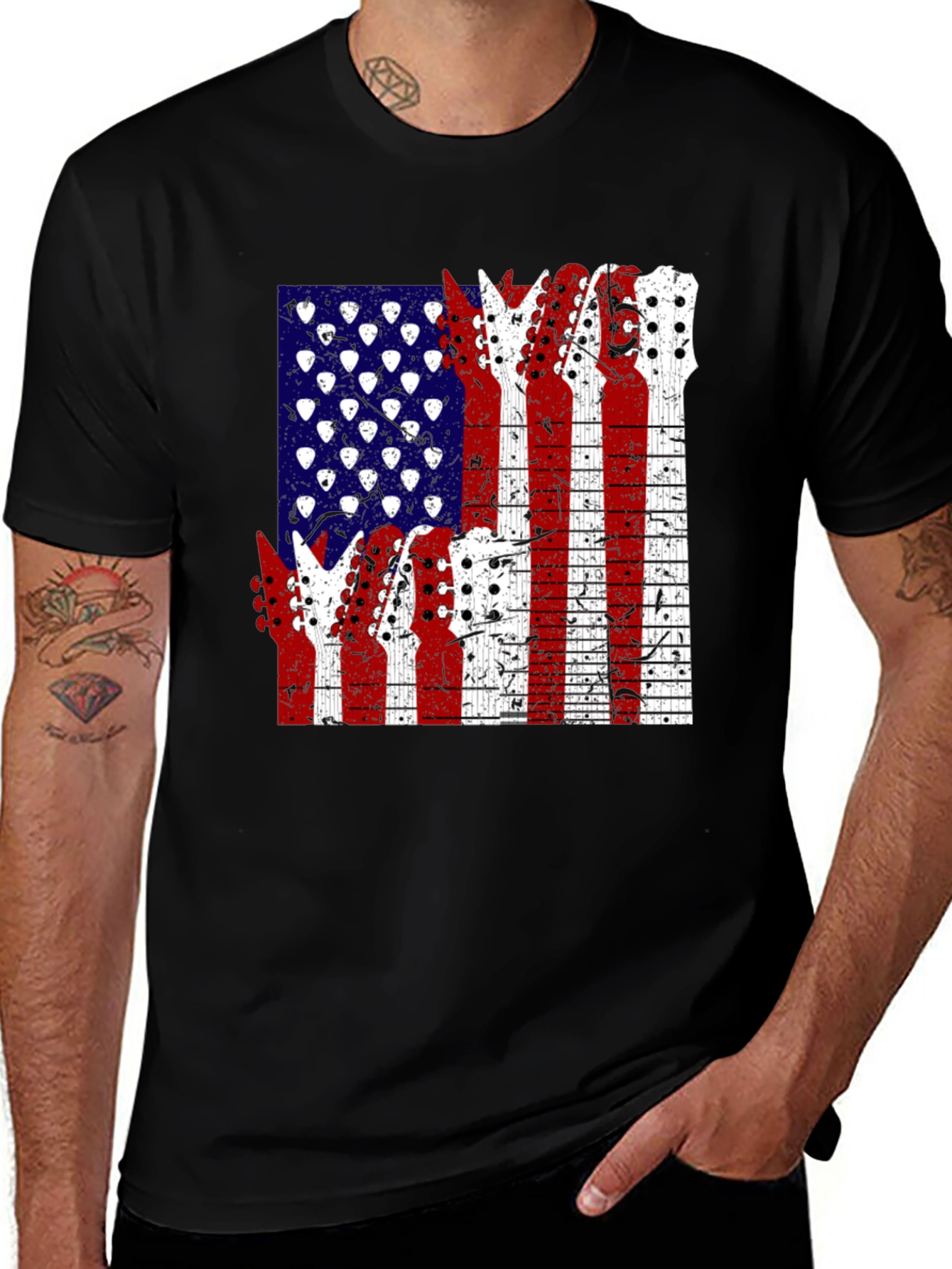 Variant 20 of American Flag Guitar T-Shirt
