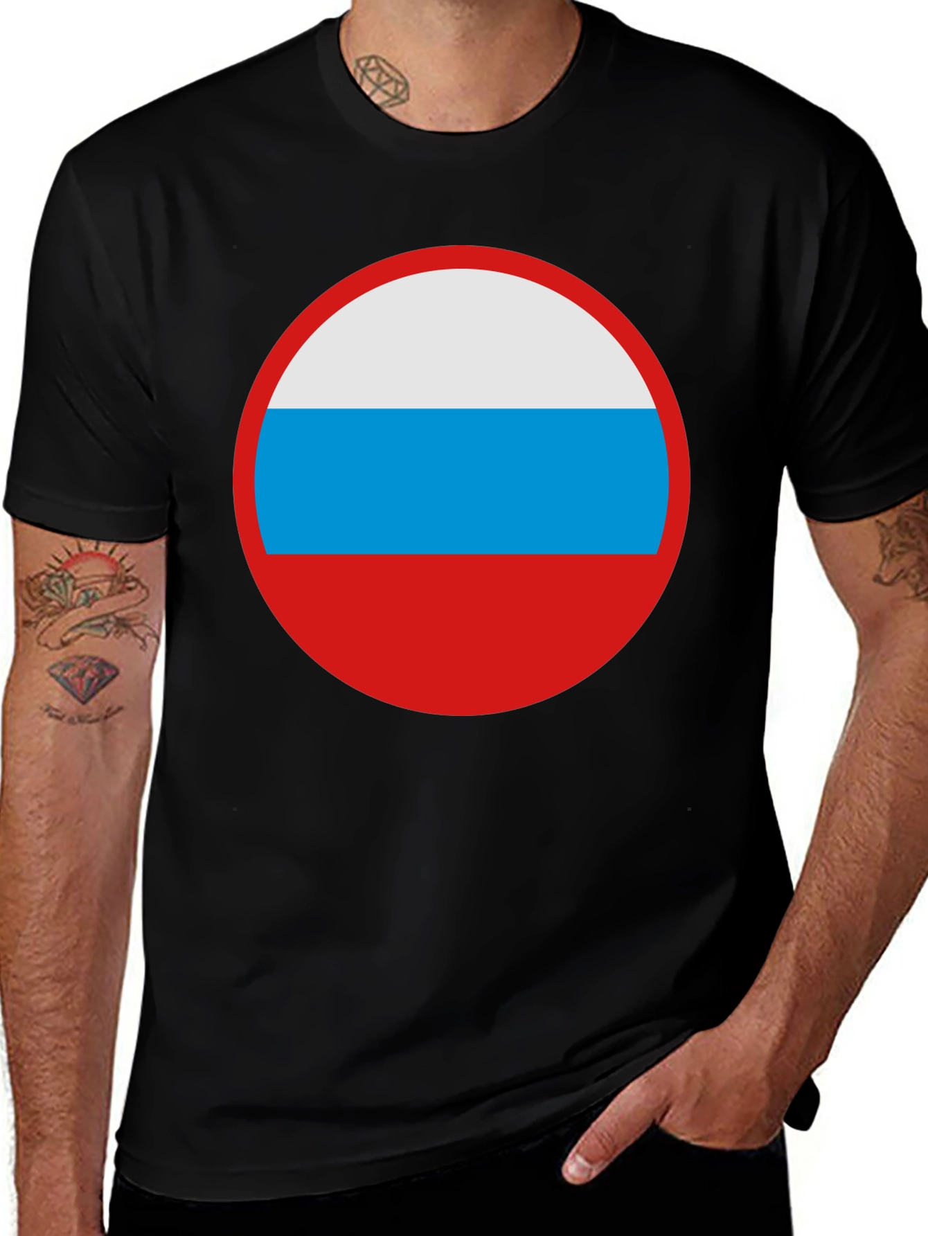 Russian Flag Circle Graphic Tee - Black