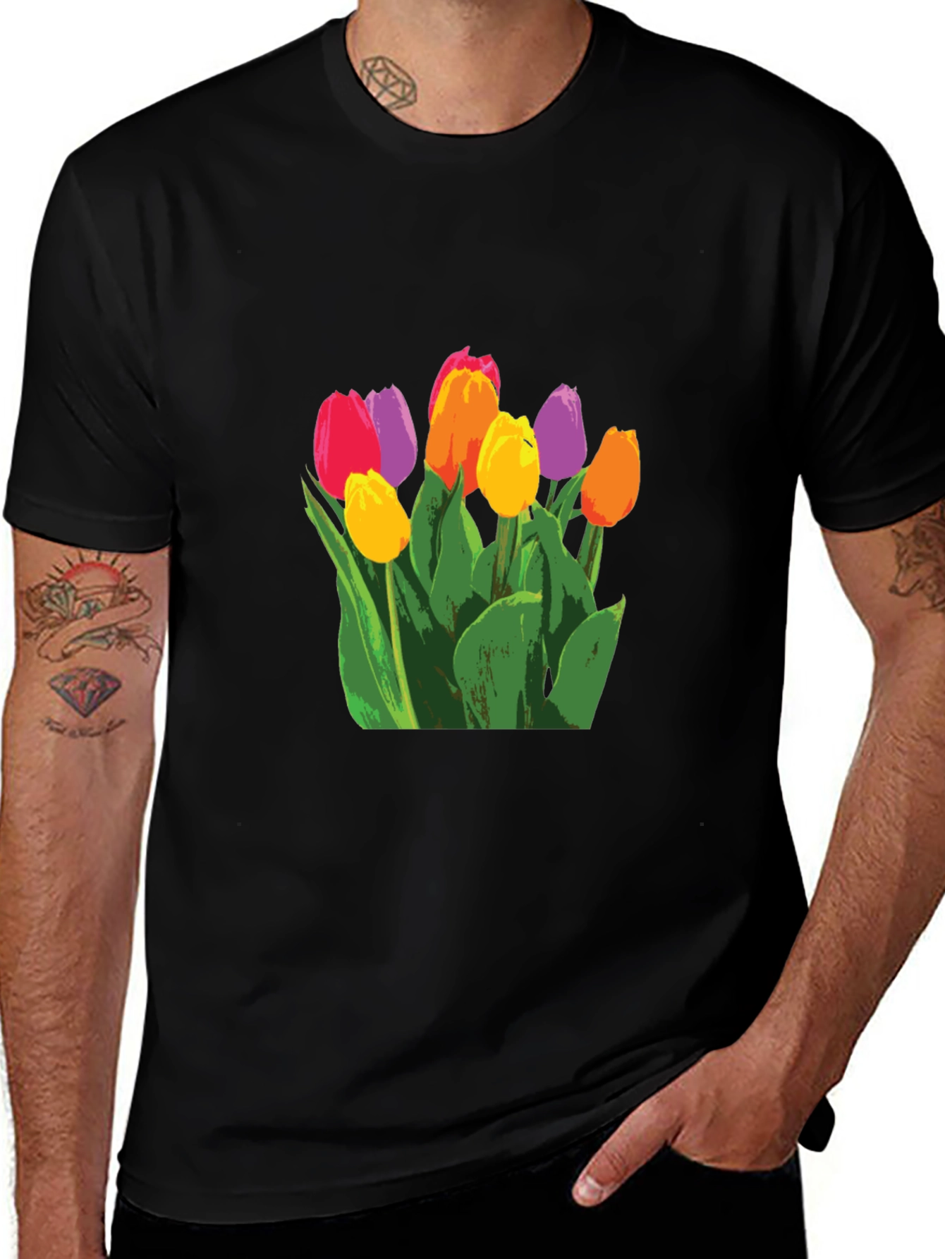 Variant 13 of Floral Graphic Tee - Colorful Tulip T-Shirt
