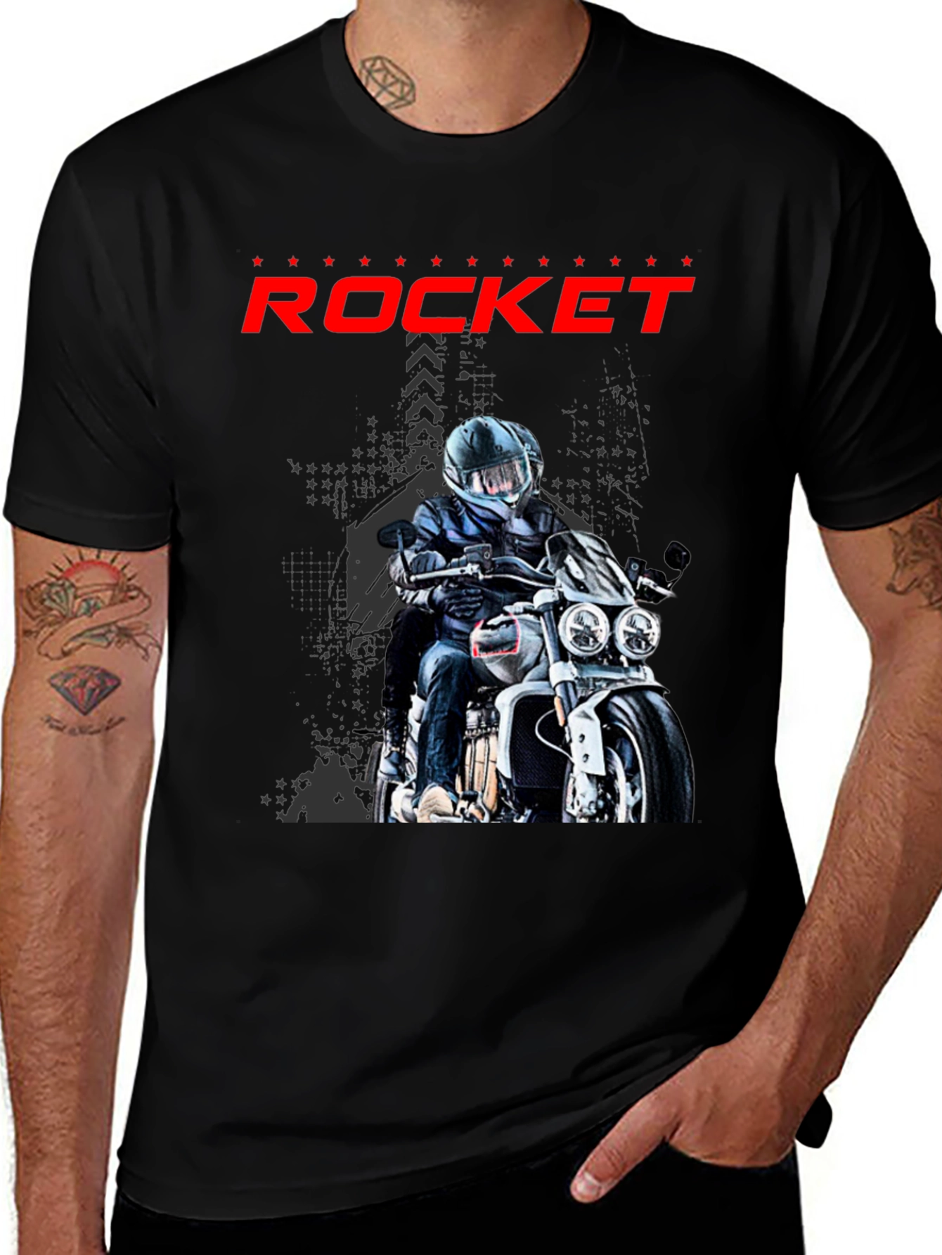Variant 21 of Rocket Motorcycle Rider Black T-Shirt