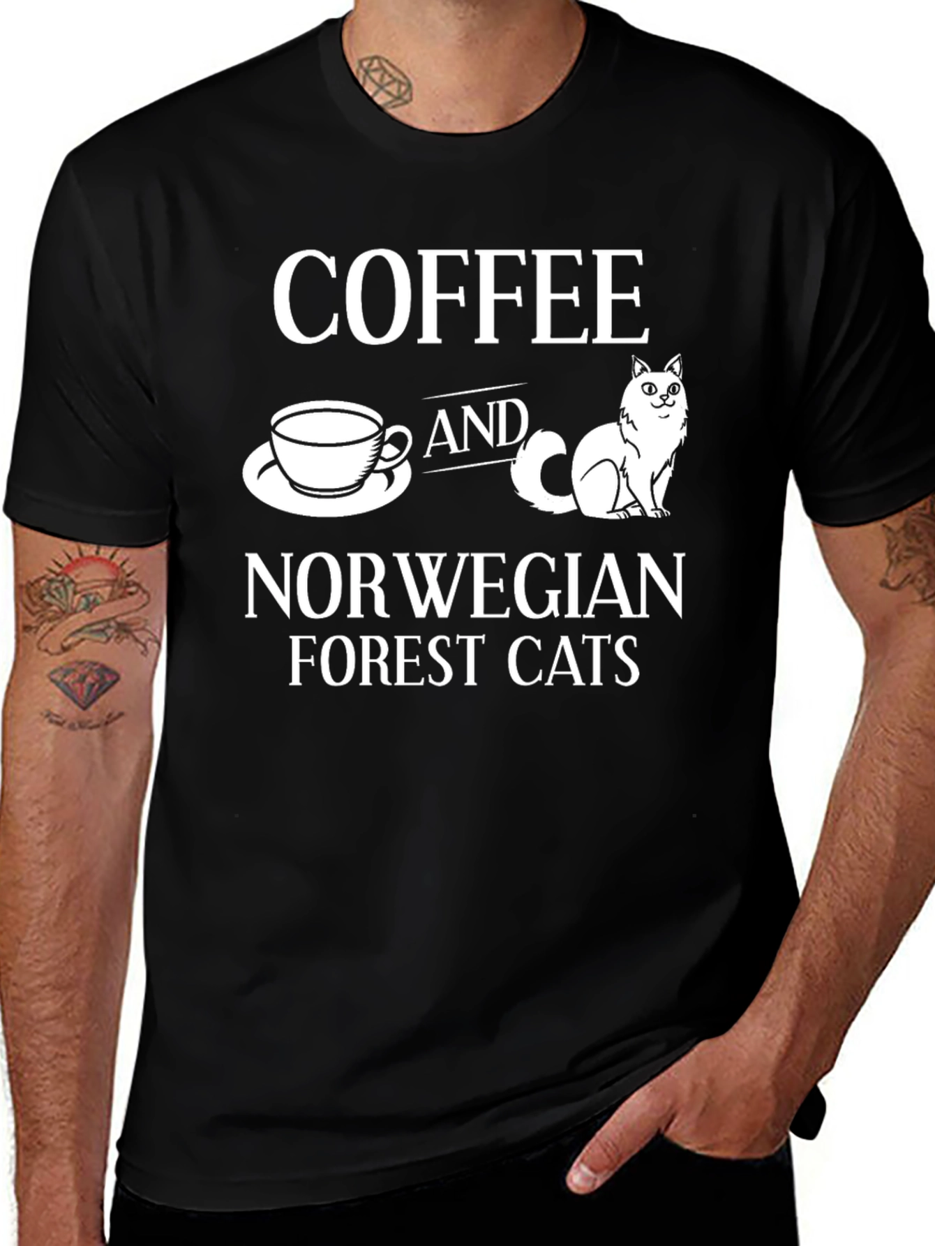 Variant 12 of Coffee & Norwegian Forest Cats Black T-Shirt
