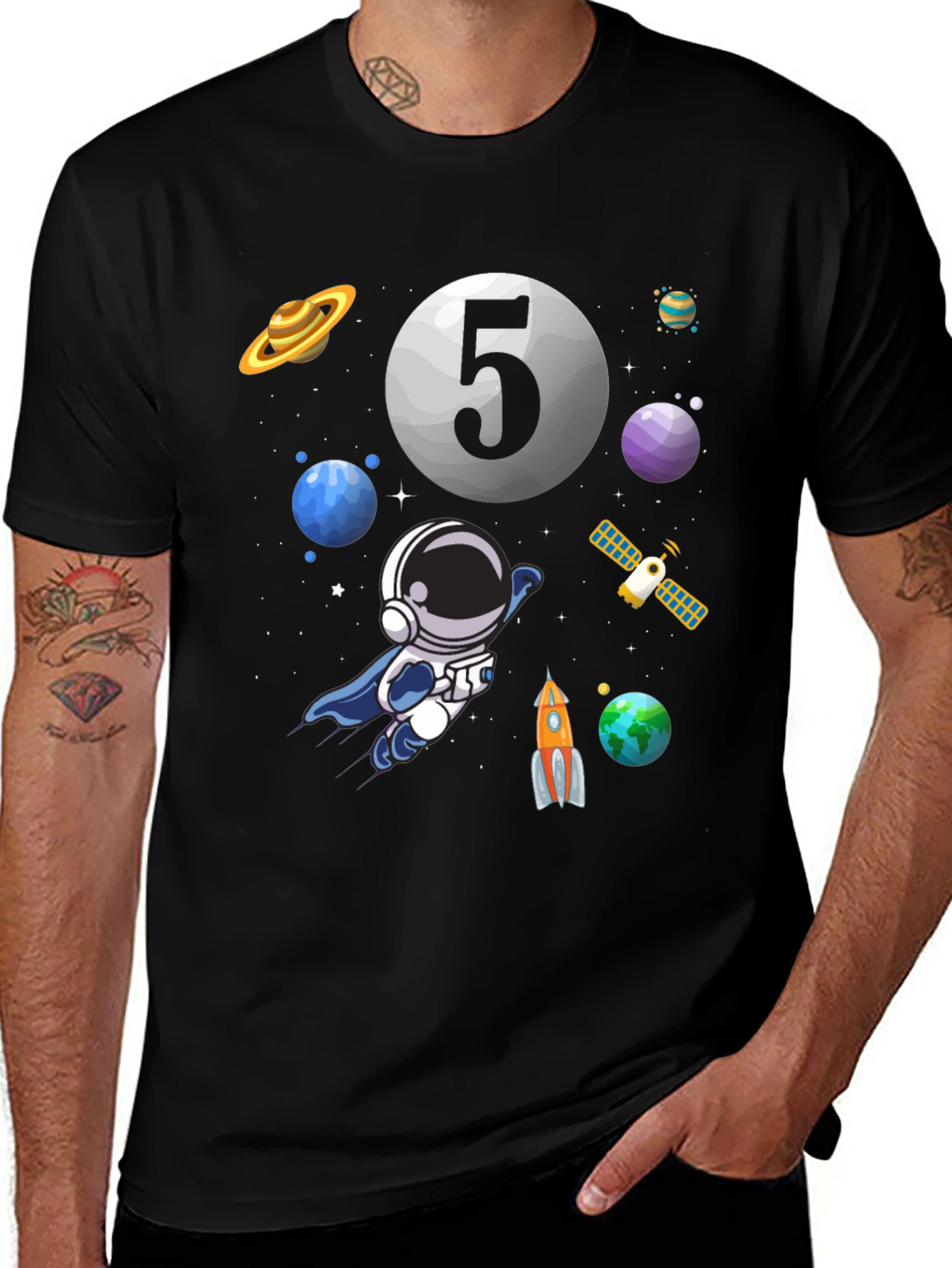 Variant 13 of Astronaut Number 5 Birthday T-Shirt