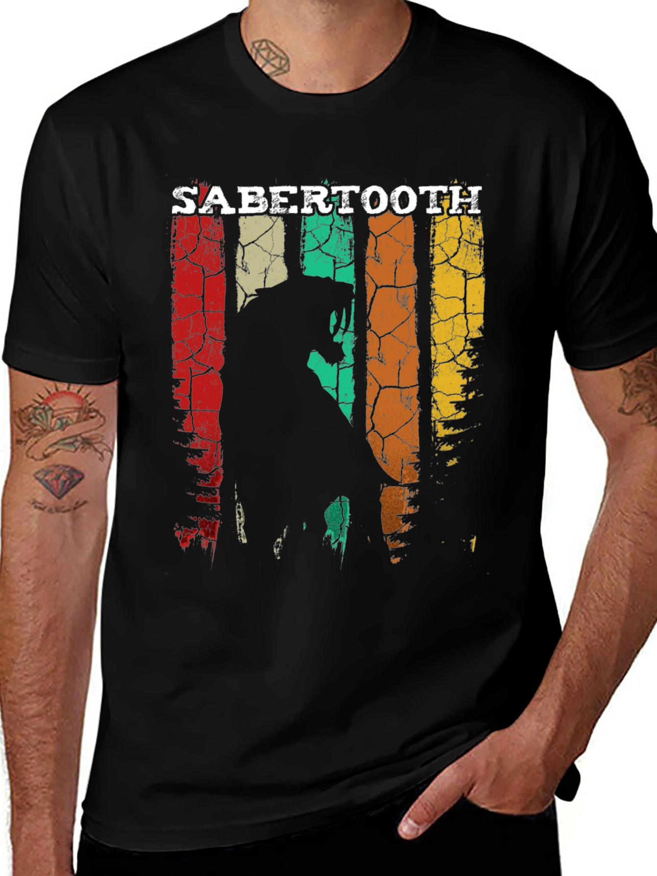 Variant 25 of Sabertooth Retro T-Shirt - Vintage Style Tee