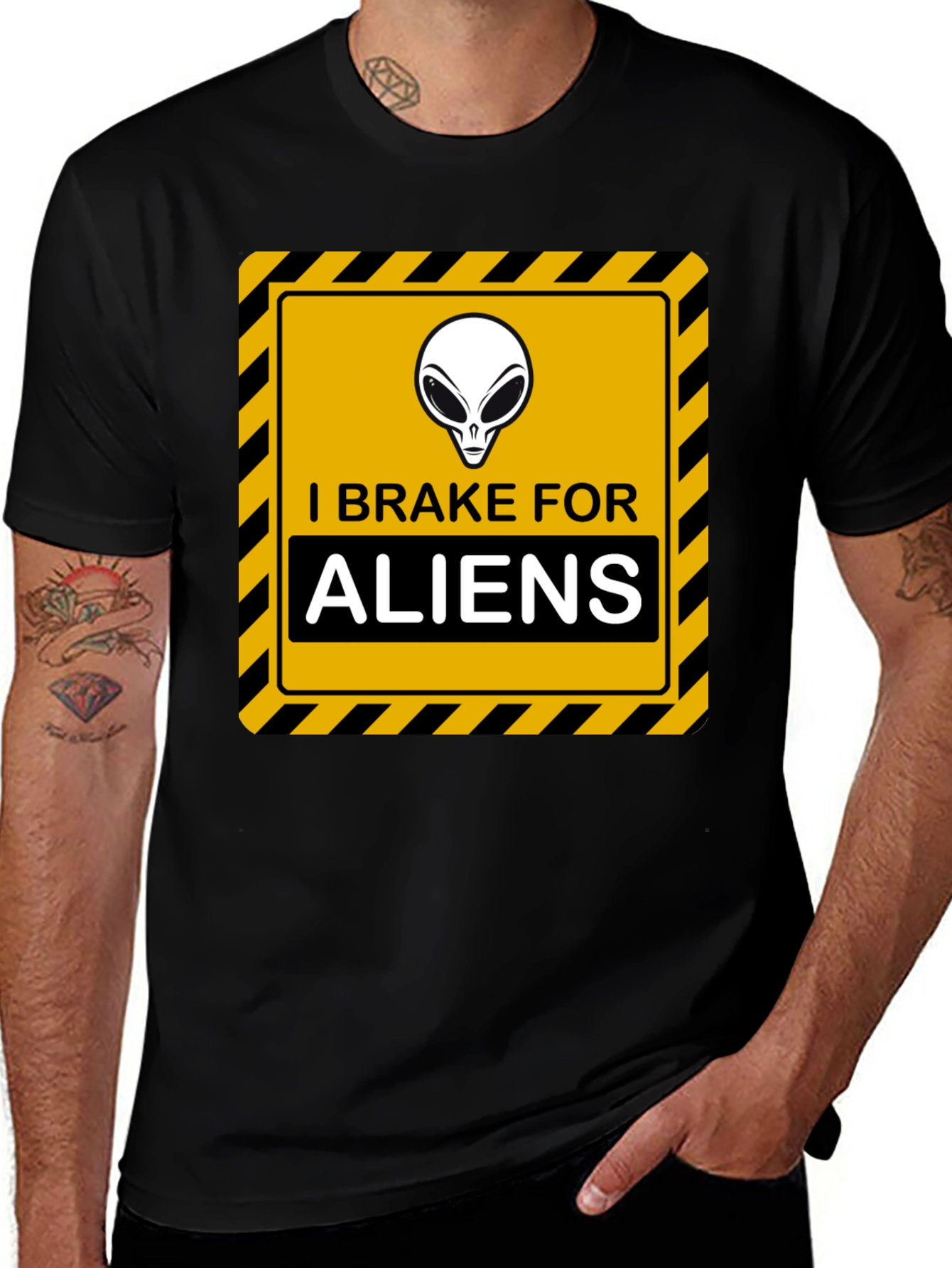 Variant 17 of I Brake for Aliens T-Shirt - Sci-Fi Humor Tee