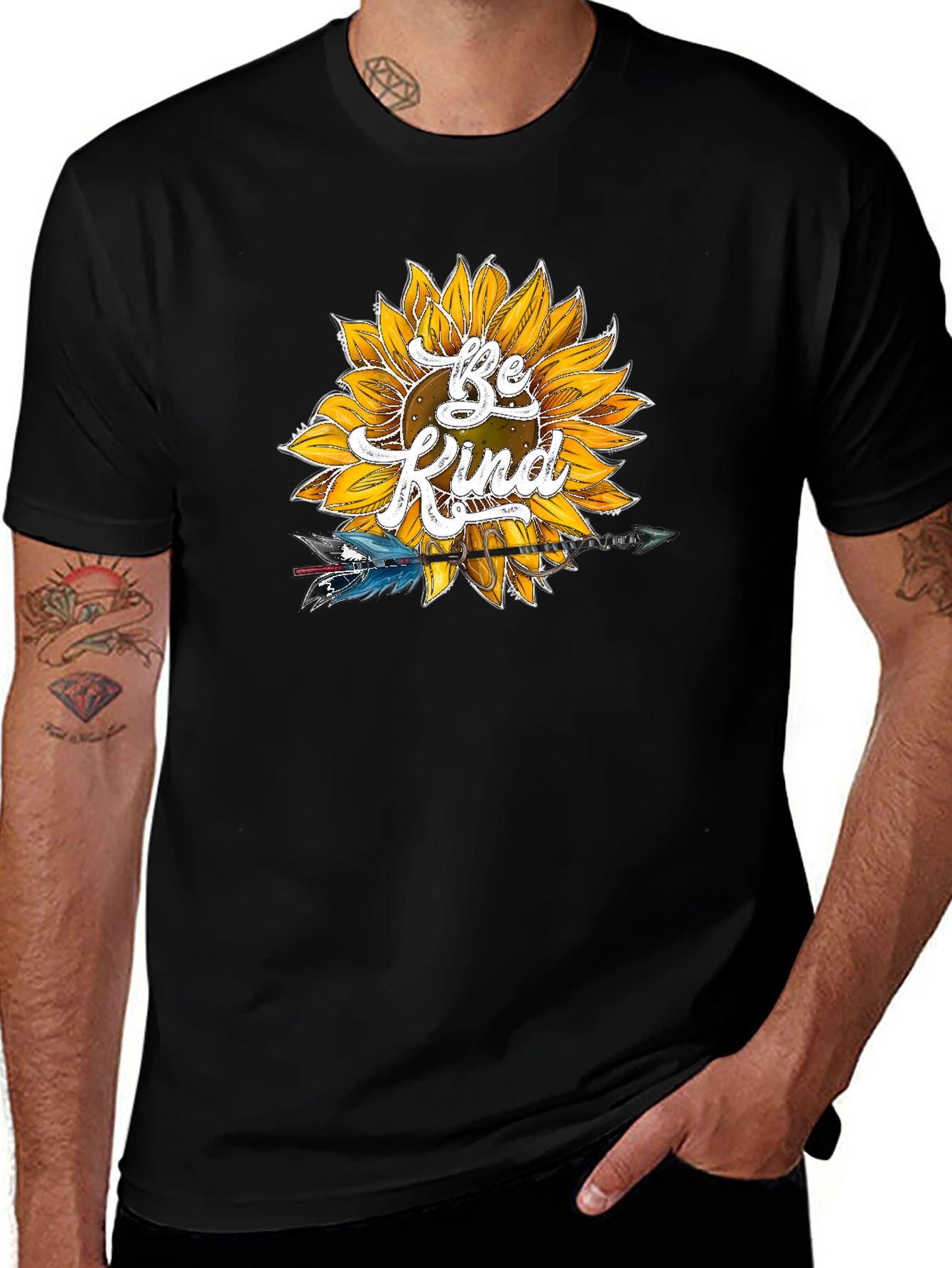 Be Kind Sunflower Graphic Tee - Soft Black Shirt