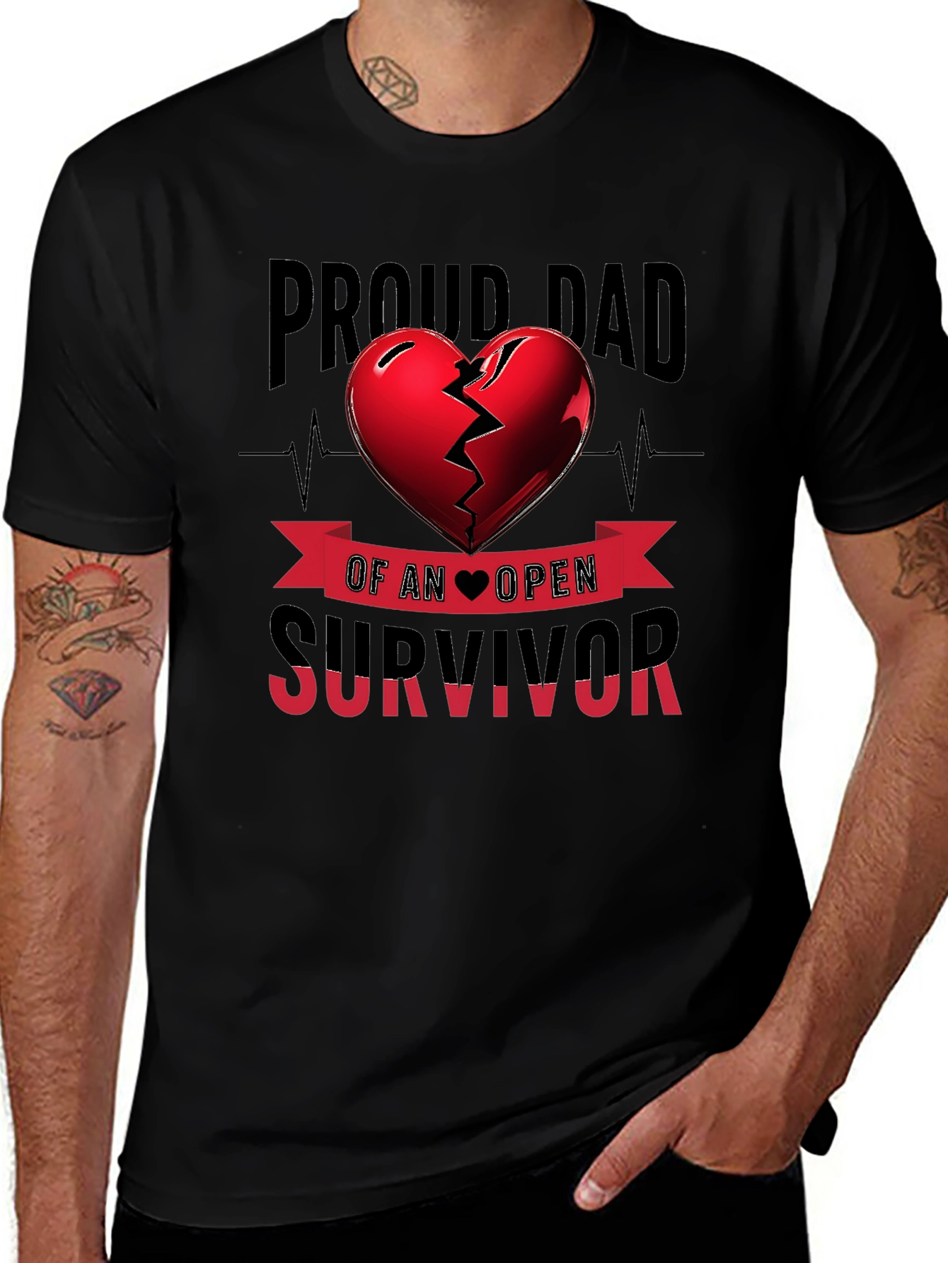 Variant 30 of Proud Dad Open Heart Survivor Graphic Tee