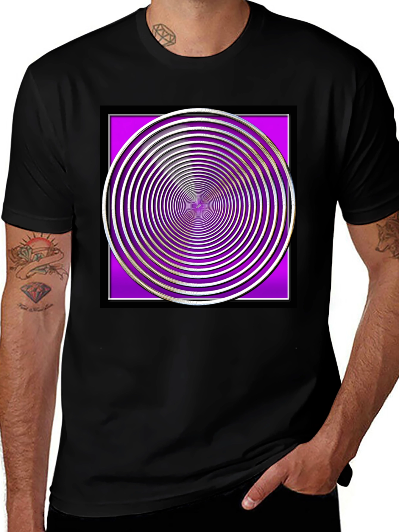 Variant 28 of Hypnotic Spiral Graphic Tee - Black