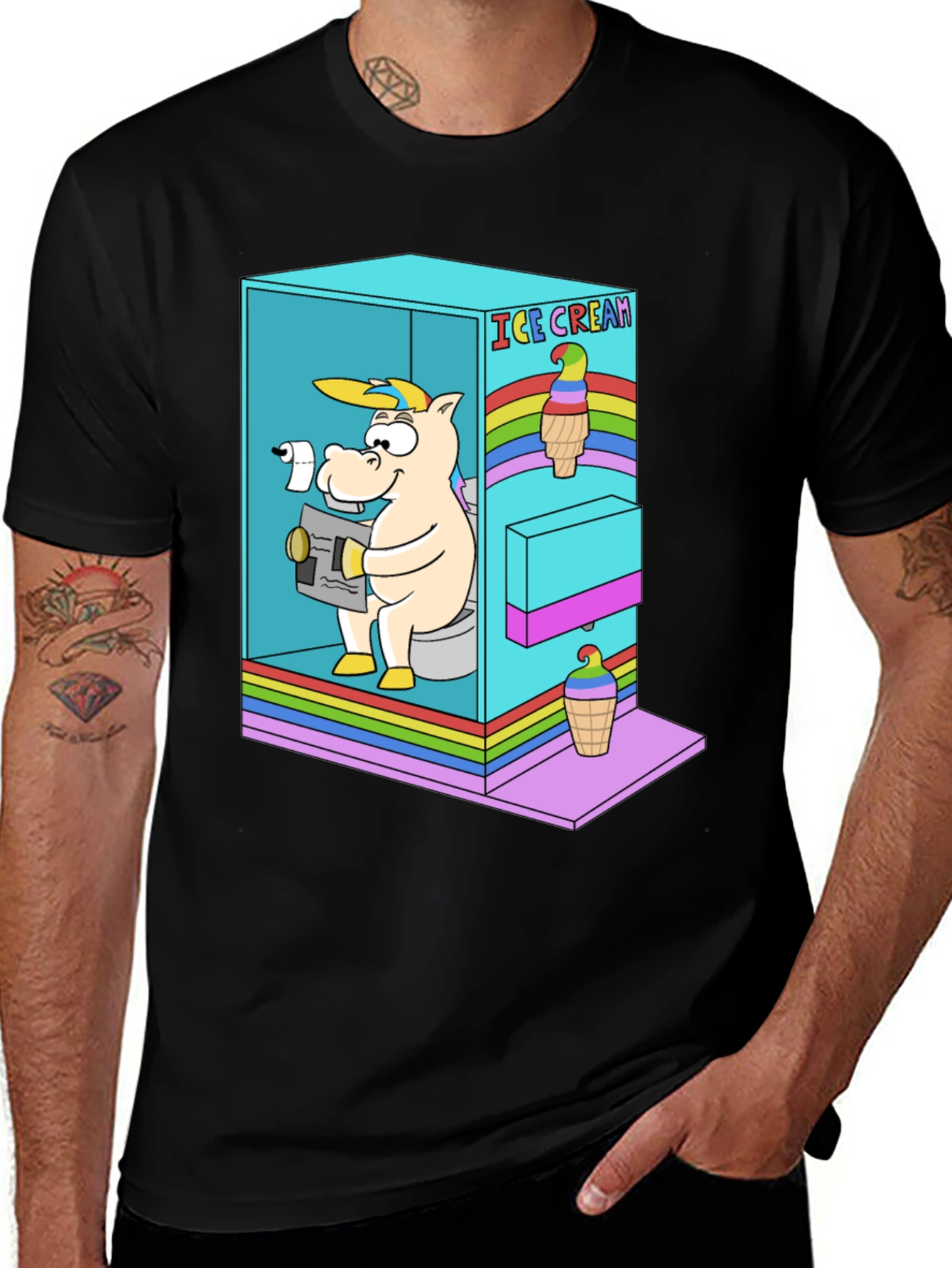 Variant 3 of Unicorn Ice Cream Poop T-Shirt Funny Graphic Tee