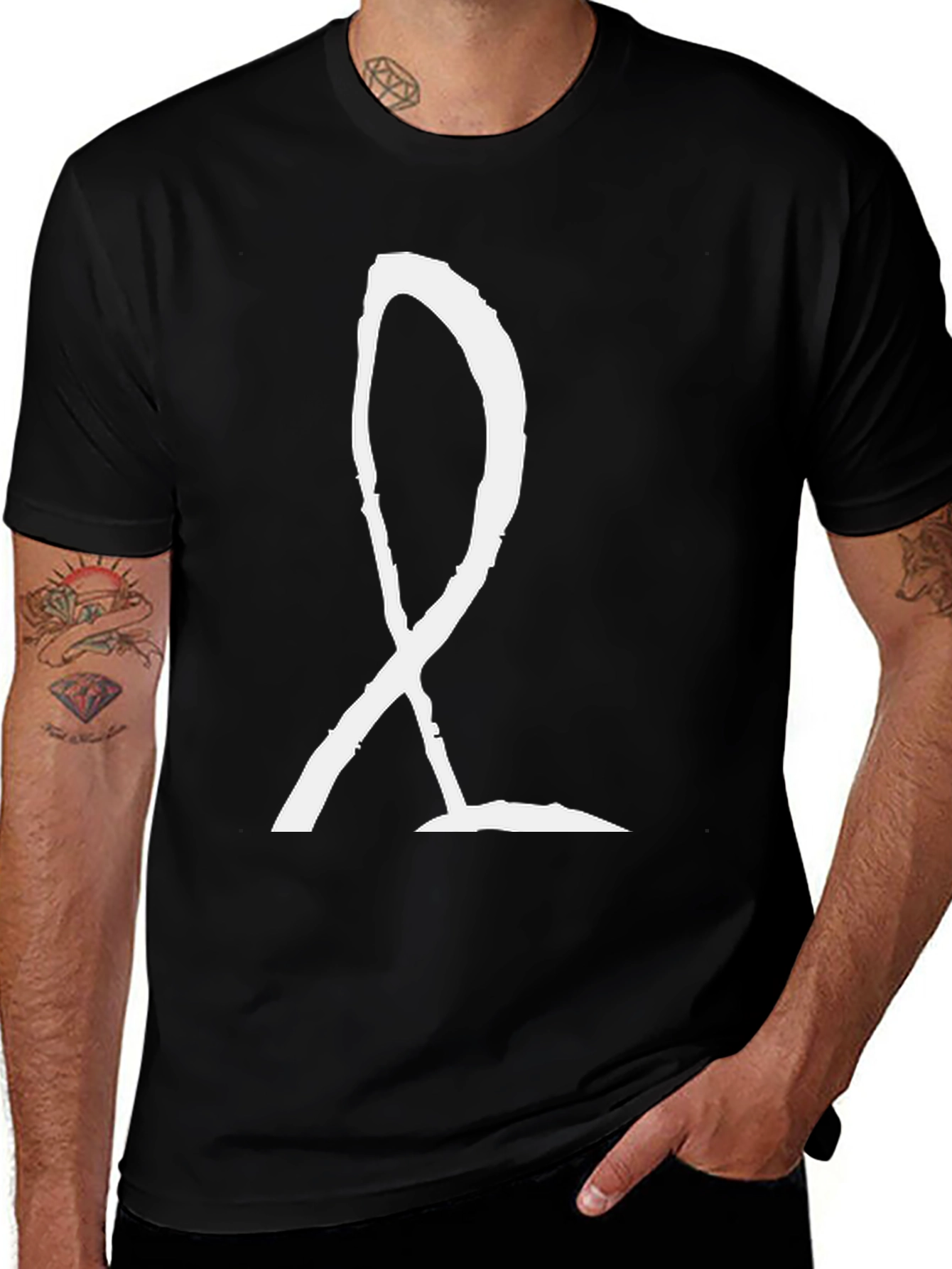Variant 3 of Black T-Shirt with White Symbol Graphic
