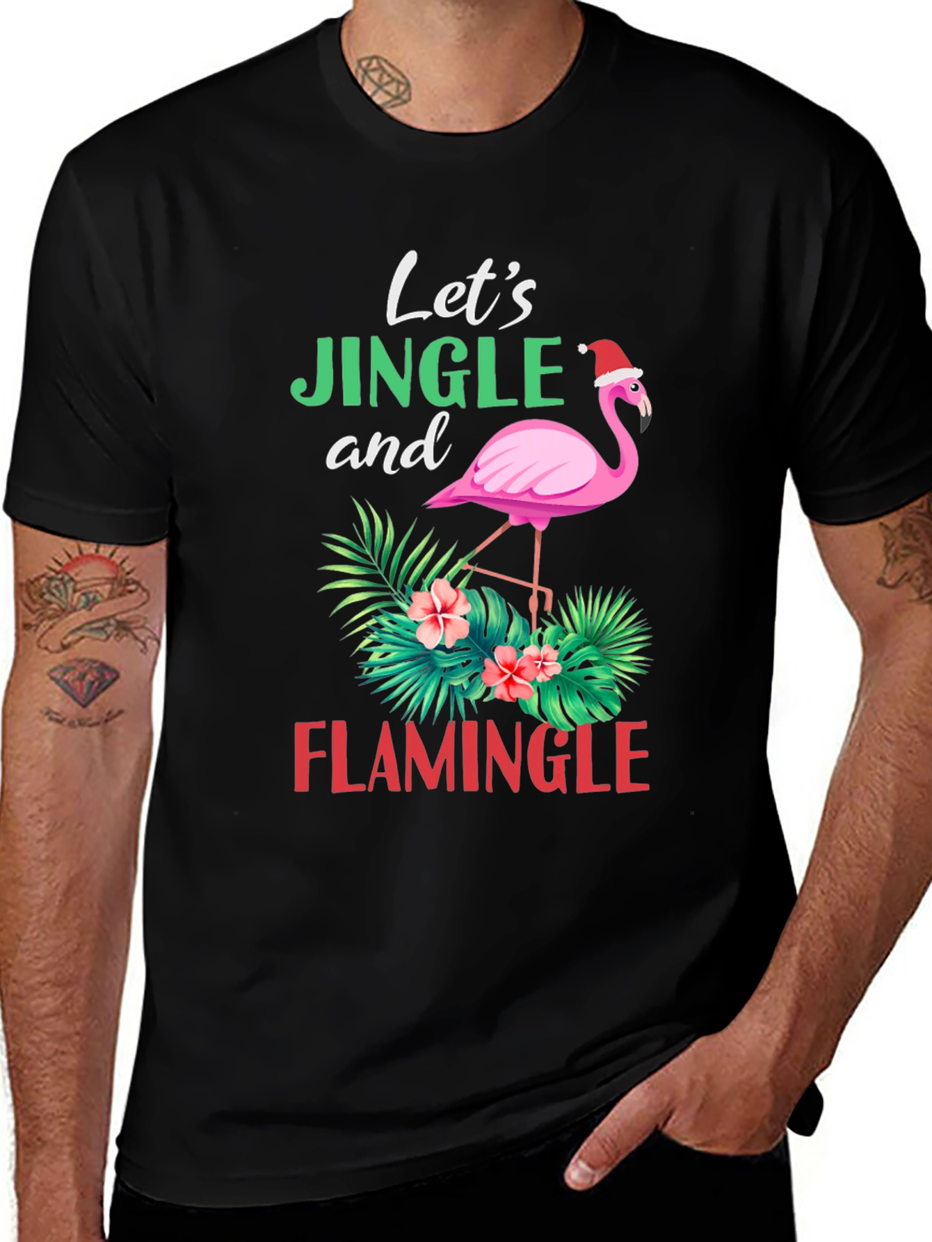 Let's Jingle and Flamingle Christmas Flamingo T-Shirt