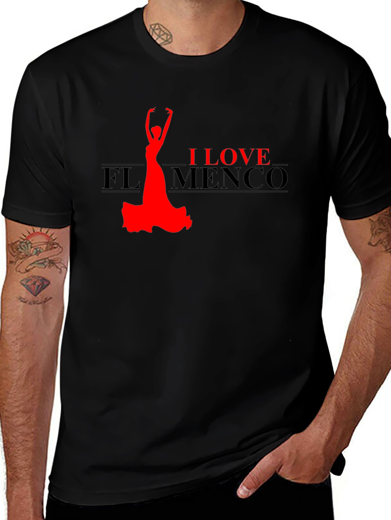 Variant 2 of I Love Flamenco Black T-Shirt Dance Passion