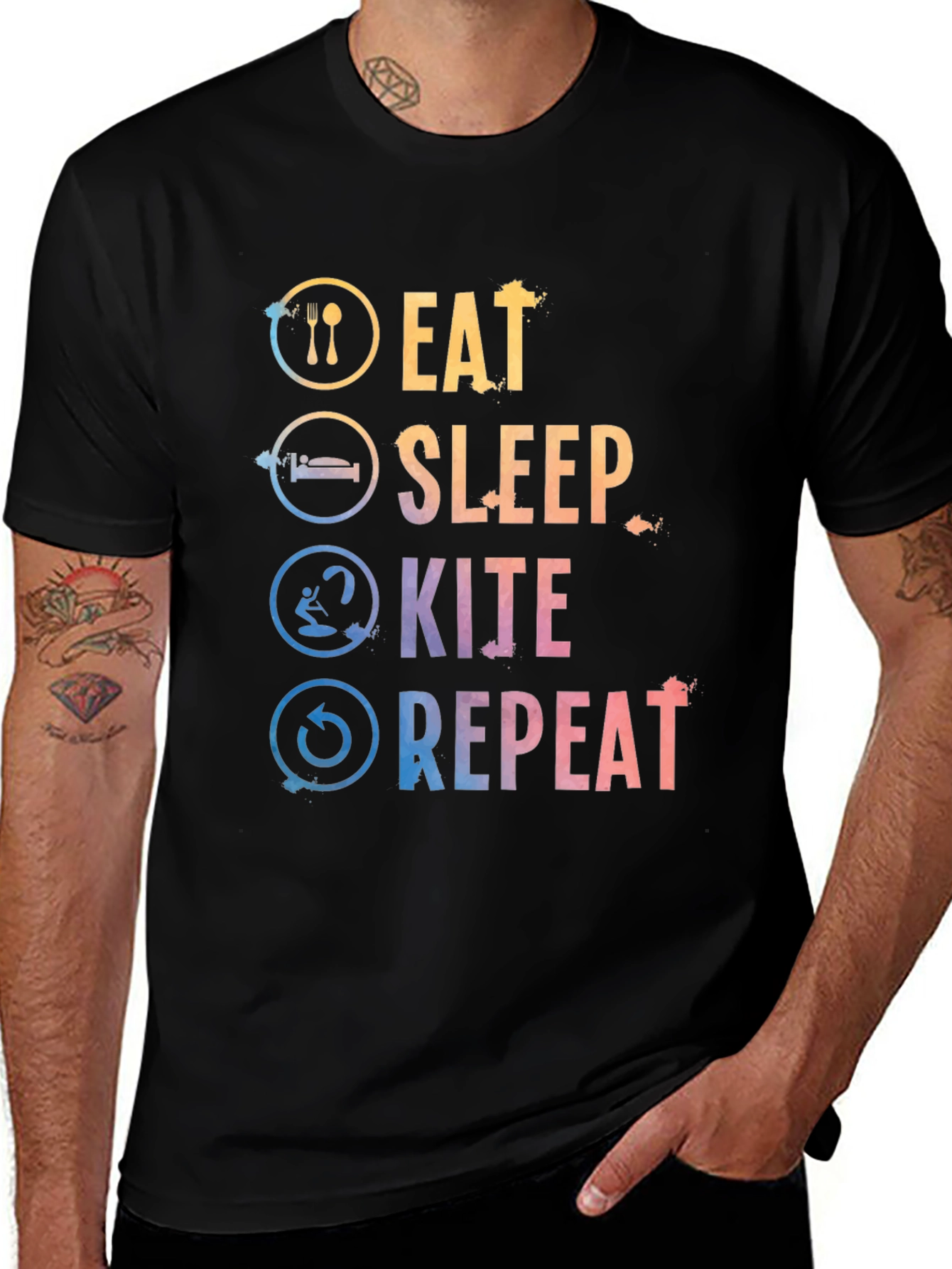 Variant 16 of Eat Sleep Kite Repeat Graphic Tee