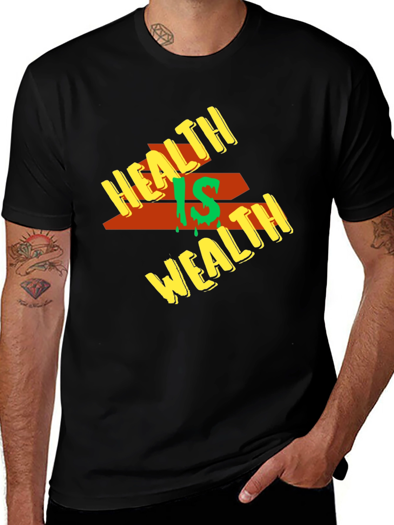 Variant 24 of Health is Wealth Graphic Tee - Mens Black T-Shirt