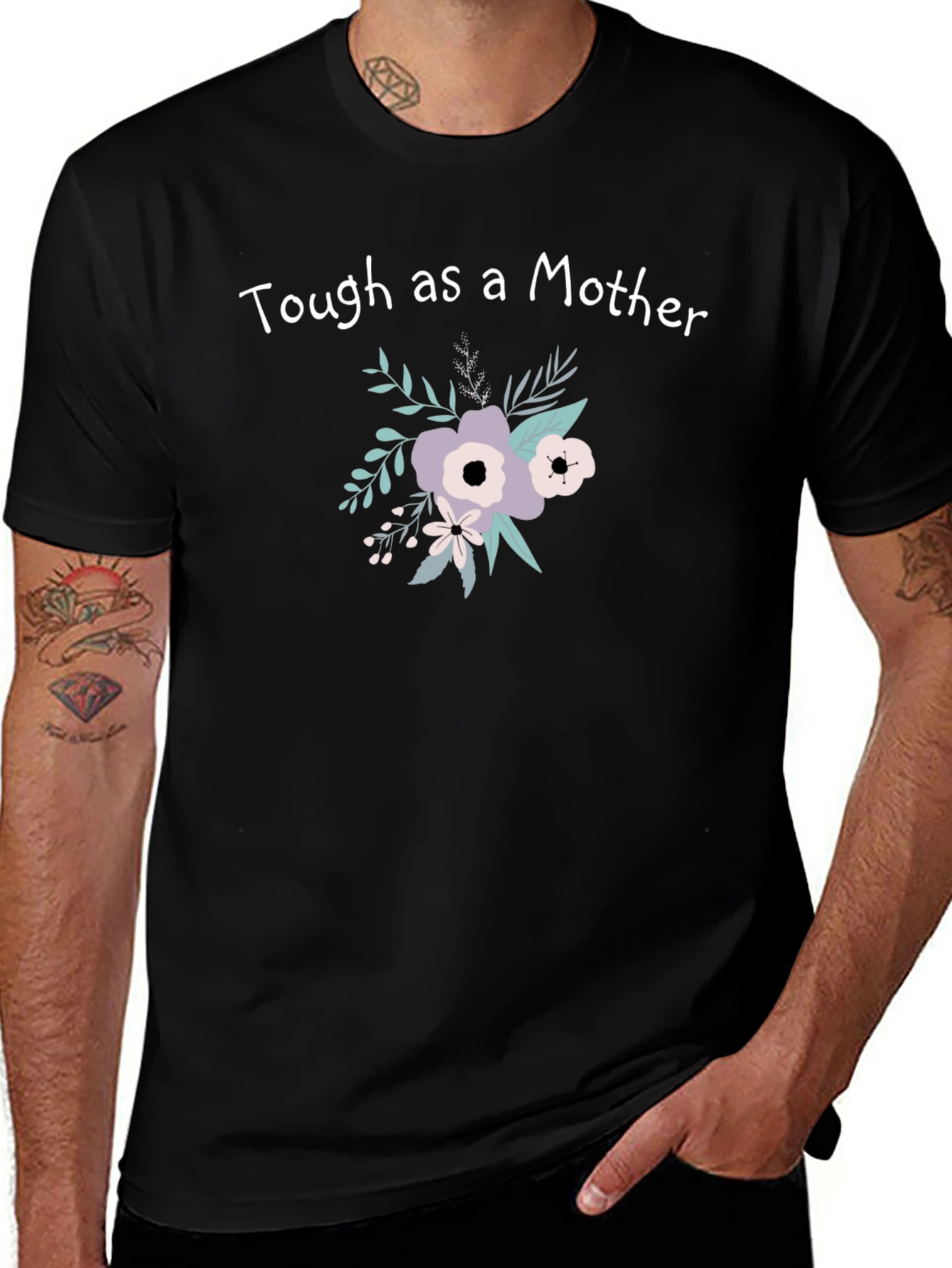 Variant 9 of Tough as a Mother Floral Graphic Tee - Casual Comfort