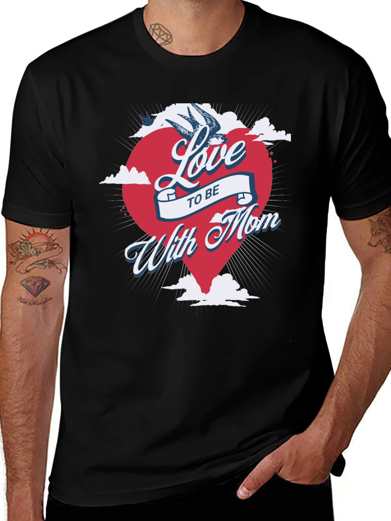 Variant 16 of Love to be with Mom Graphic Tee - Men's Black T-Shirt
