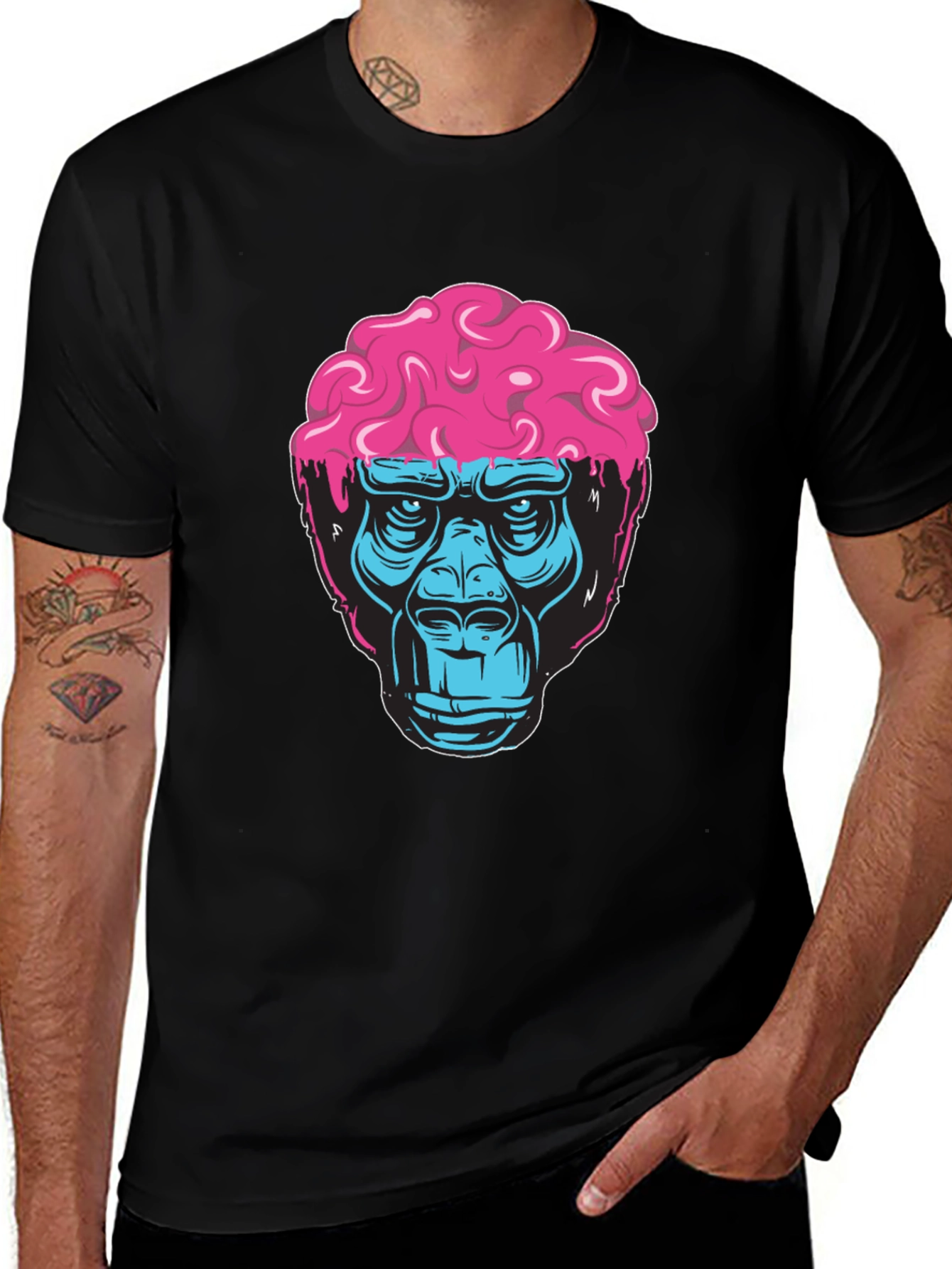Variant 16 of Brainy Gorilla Graphic Tee - Cool Men's T-Shirt