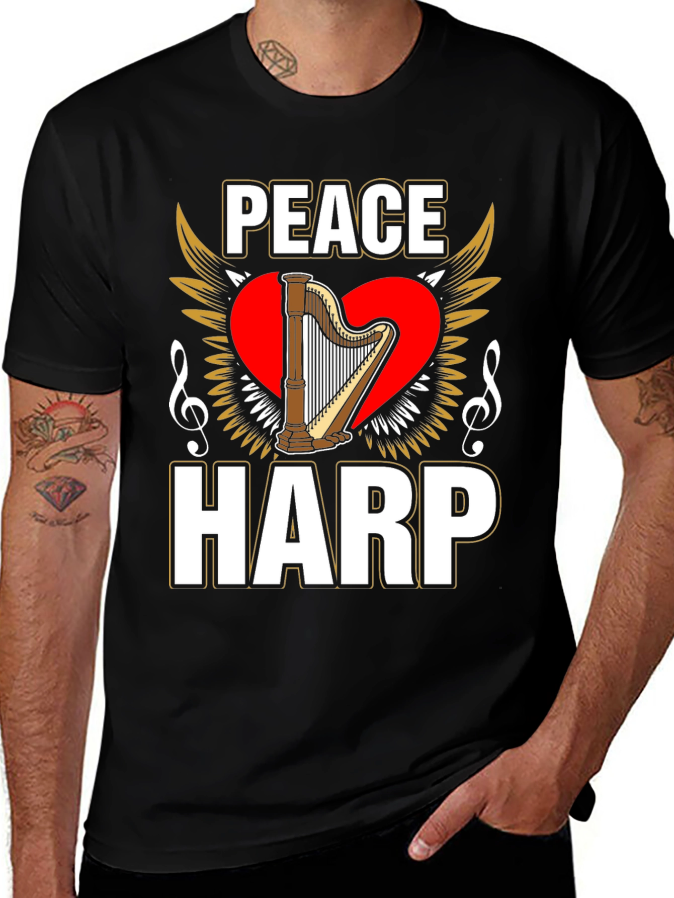 Variant 3 of Peace Harp Graphic T-Shirt - Musical Instrument Lover