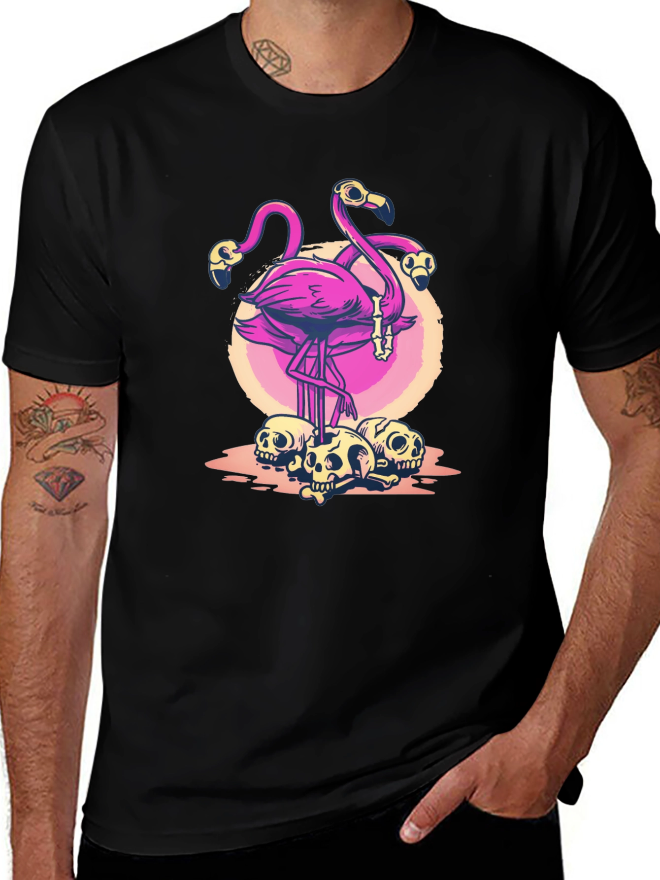 Variant 20 of Flamingo Skull Graphic T-Shirt