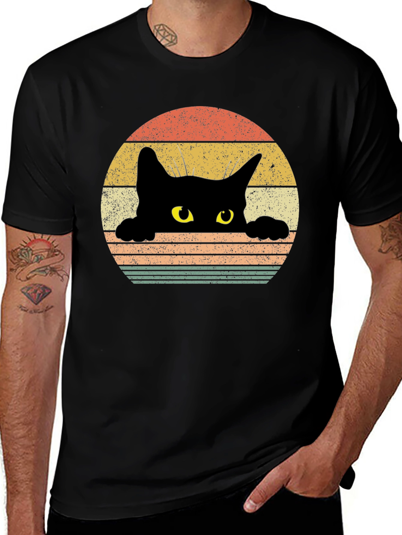 Variant 21 of Retro Cat T-Shirt - Vintage Style Tee