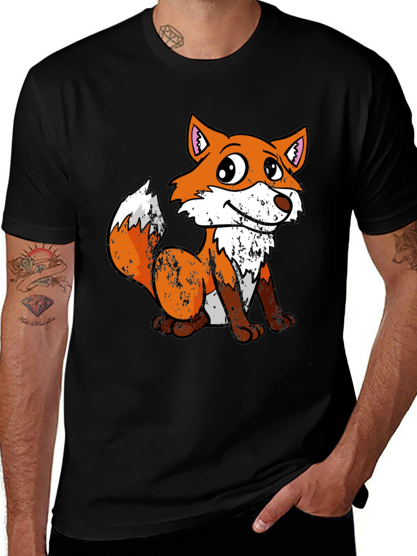 Variant 6 of Cute Fox Graphic T-Shirt - Black
