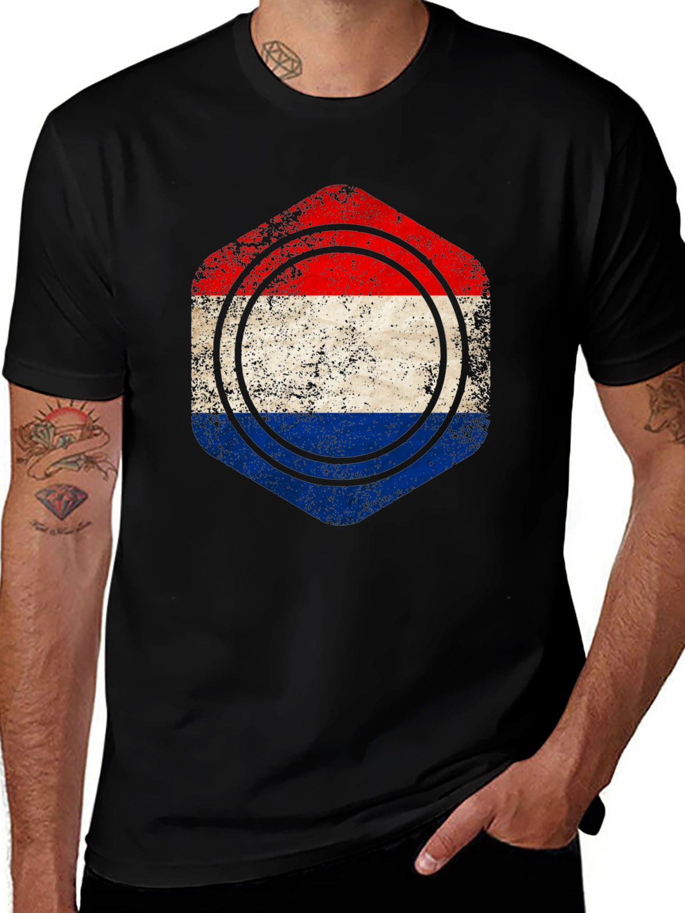 Netherlands Flag Distressed Graphic Tee