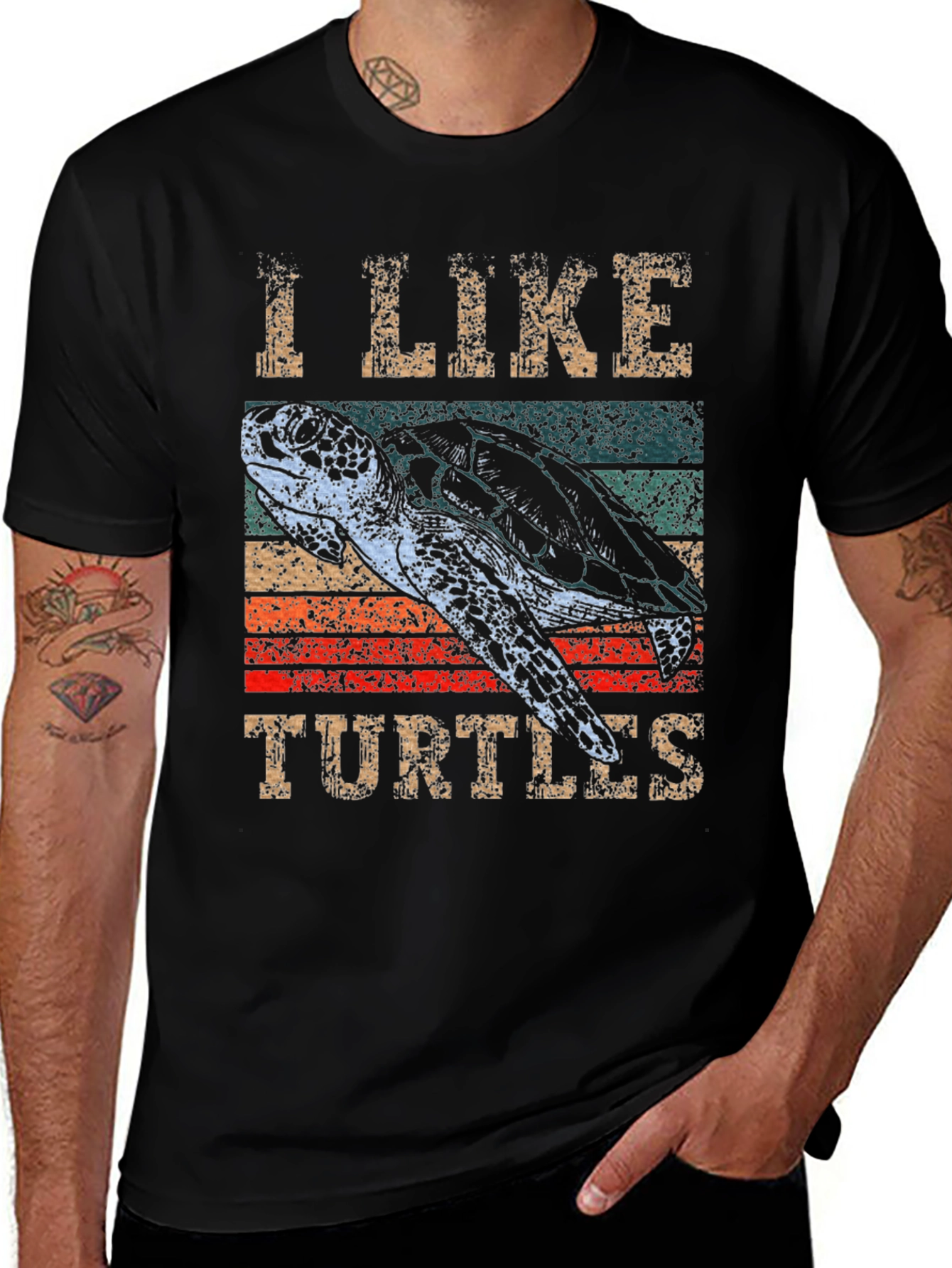 Variant 9 of I Like Turtles Graphic Tee - Retro Style
