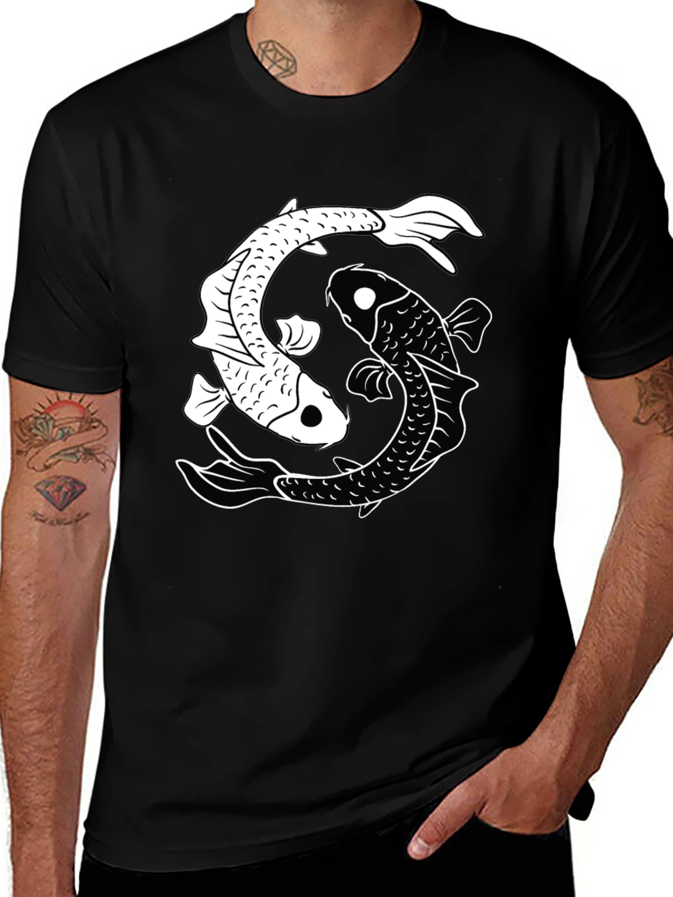 Yin Yang Koi Fish Graphic T-Shirt