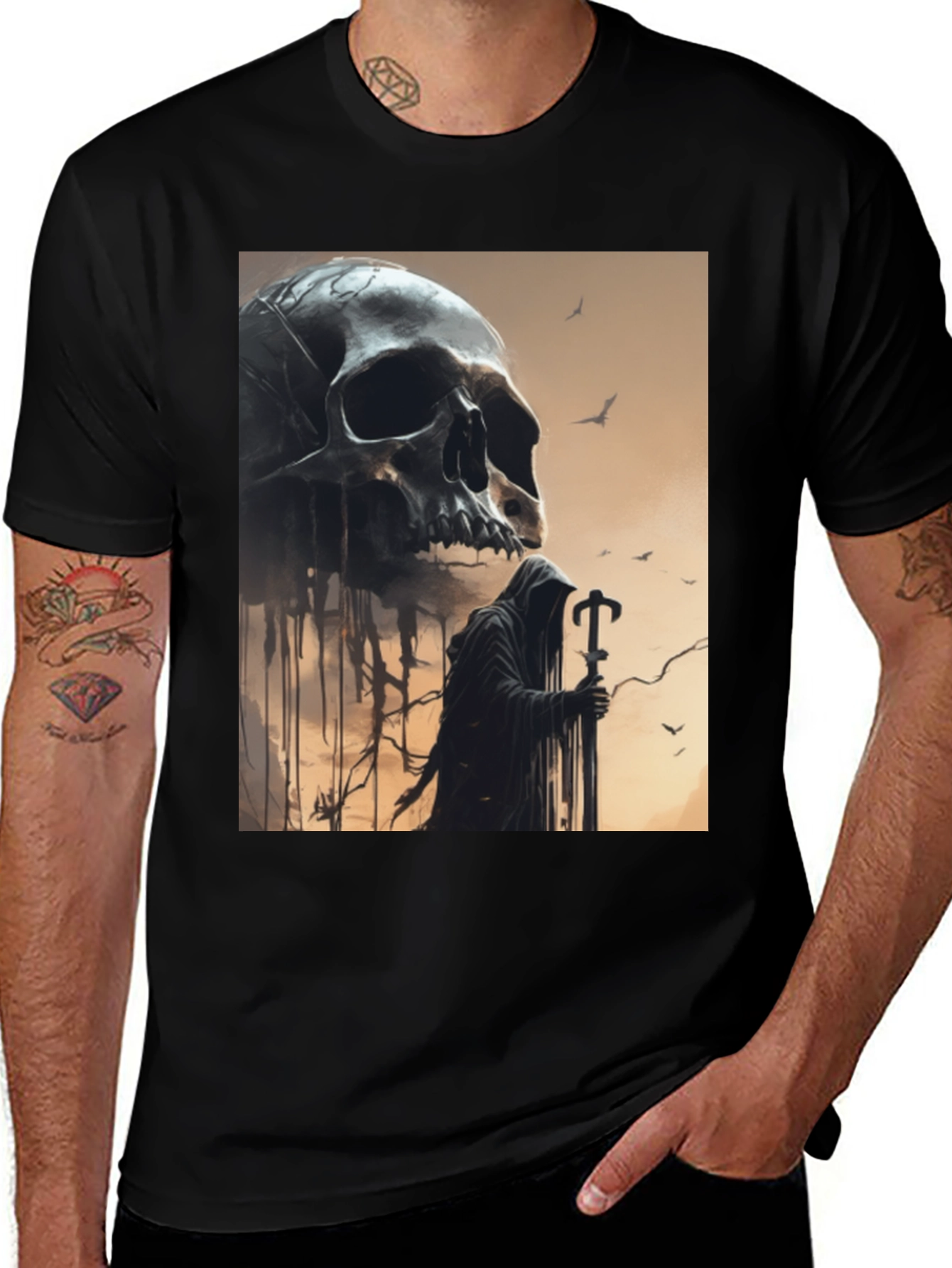 Variant 14 of Grim Reaper Skull Graphic Tee