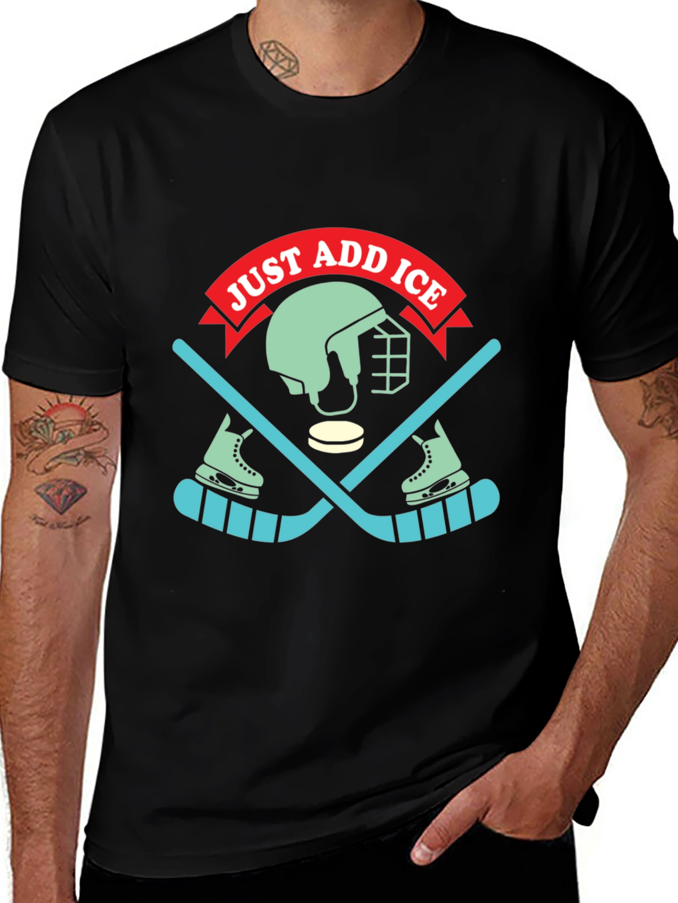 Variant 6 of Just Add Ice Hockey Graphic T-Shirt
