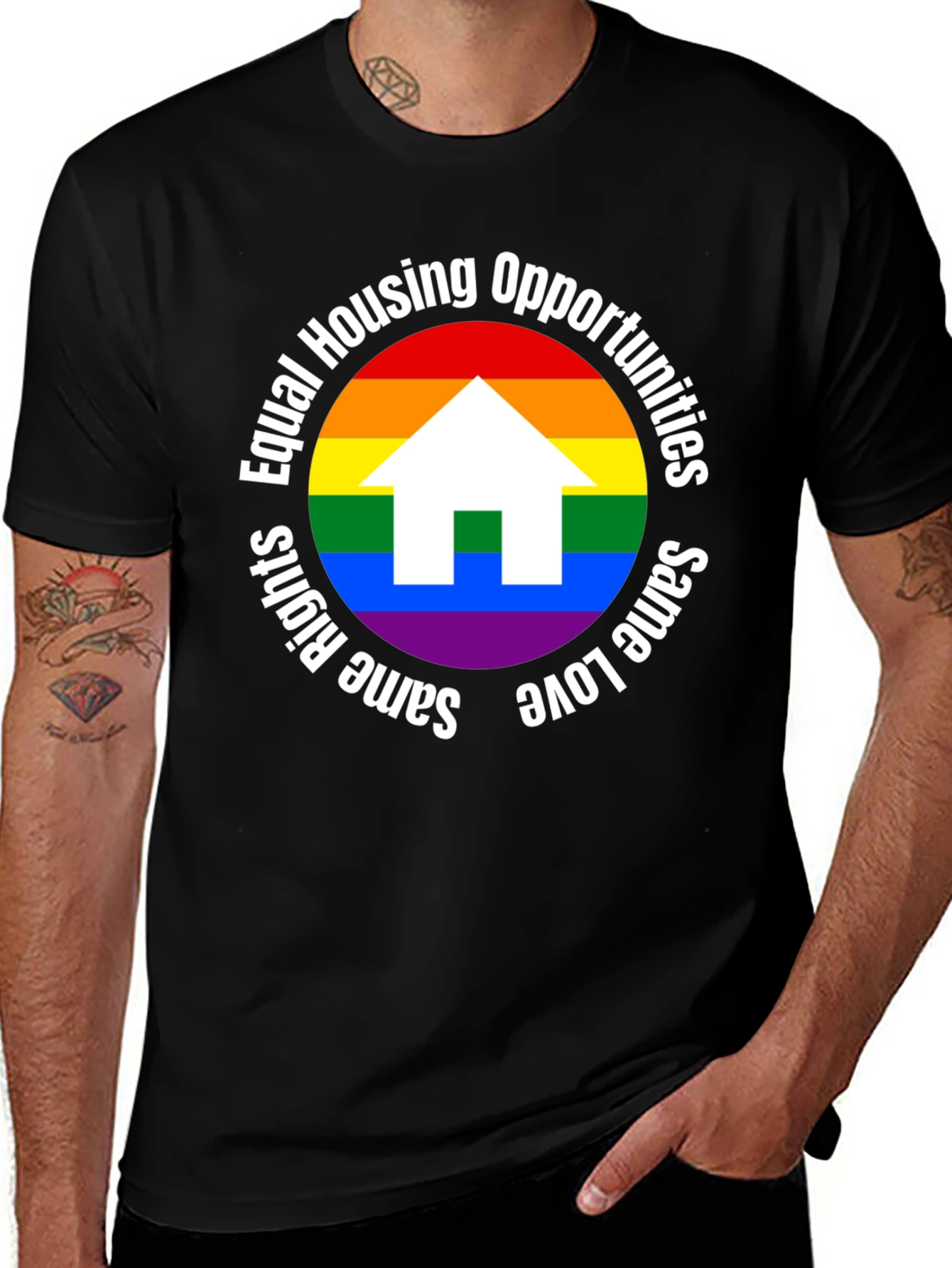 Variant 3 of Equal Housing Opportunities Rainbow Pride T-Shirt