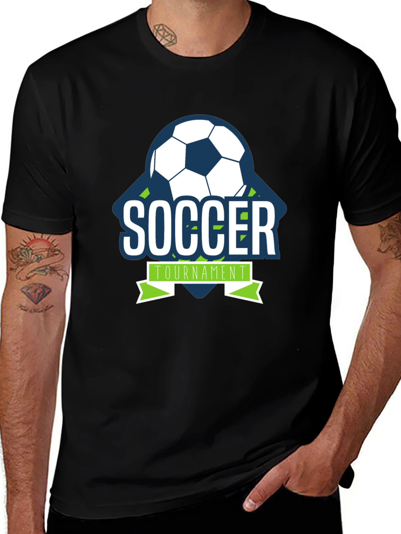 Variant 26 of Soccer Tournament Graphic Tee - Black Short Sleeve