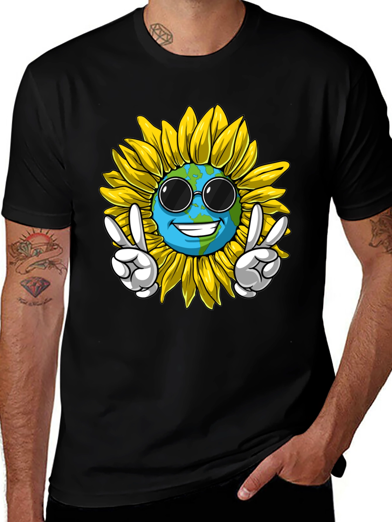 Variant 22 of Peace Earth Sunflower Graphic Tee