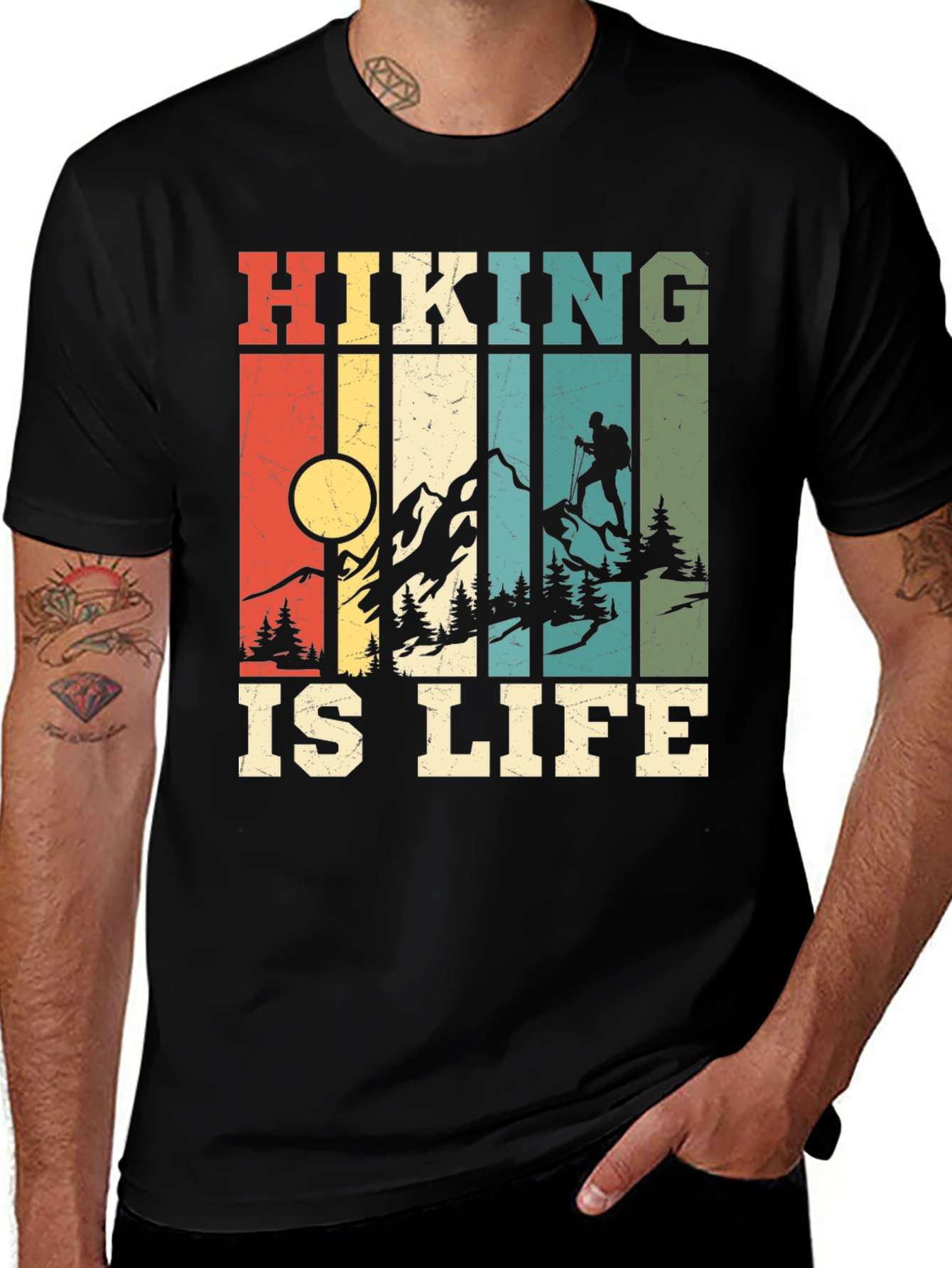 Variant 7 of Hiking Is Life T-Shirt - Retro Design